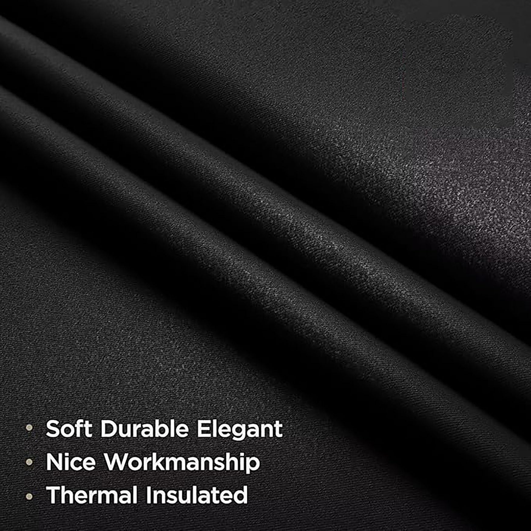 Termoizolacyjne Zasłony 105 x 220 cm Zaciemniające Termoizolacyjne Oszczędność Energii Zaciemniające Zasłony Oczka Nowoczesny Design, Zmywalny Do Sypialni Salon Balkon, Czarny