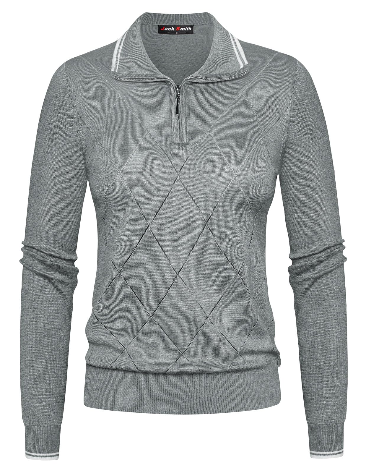 JACK SMITH Quarter Zip Pullover Sweaters for Womens, Rib Polo Sweater Tops