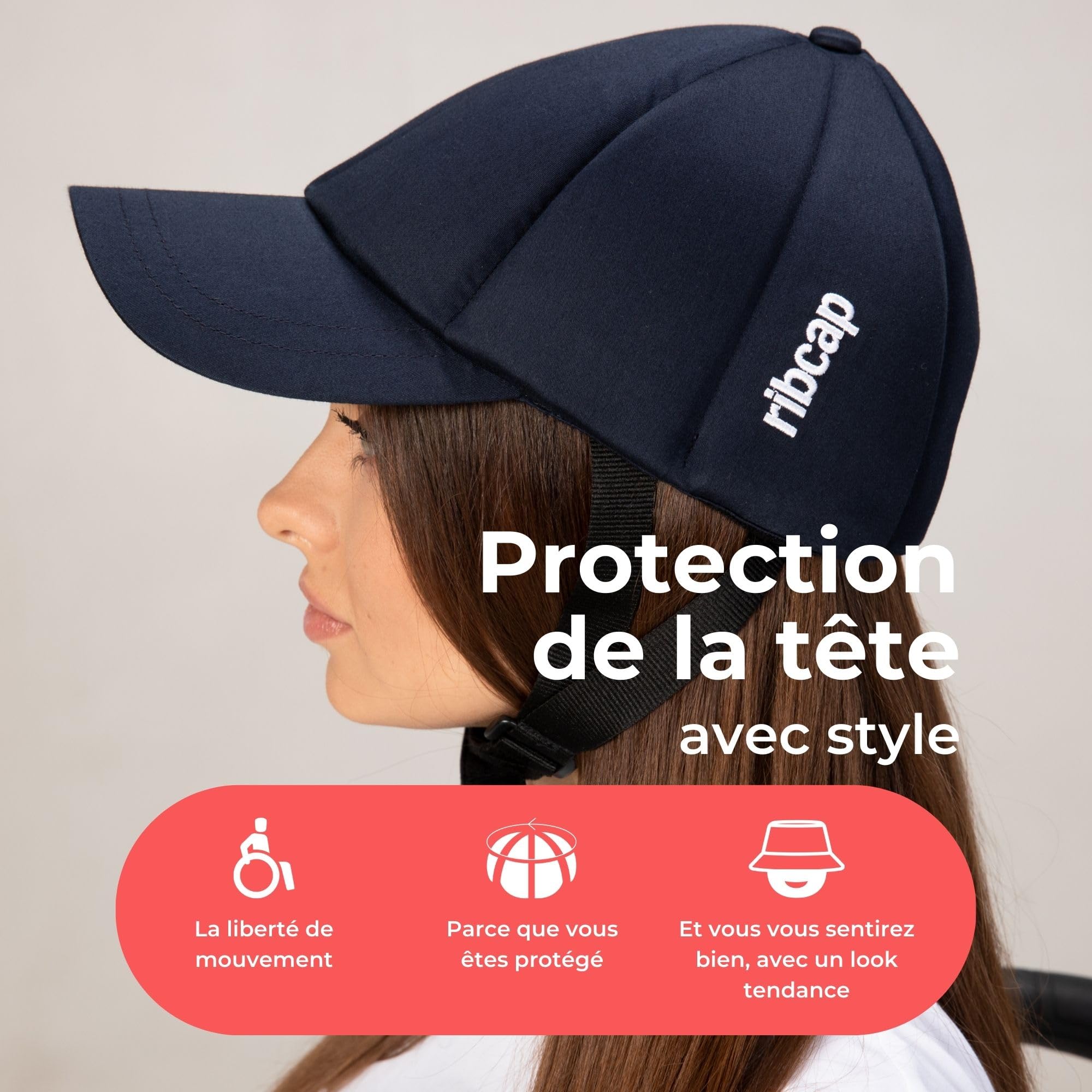 Ribcap Baseball Cap Casque Médical de Sécurité: Protection et Style pour Les Personnes à Risque de Chutes | Bleu Marine | Idéal pour Épilepsie, Adultes, Seniors et Toutes Activités