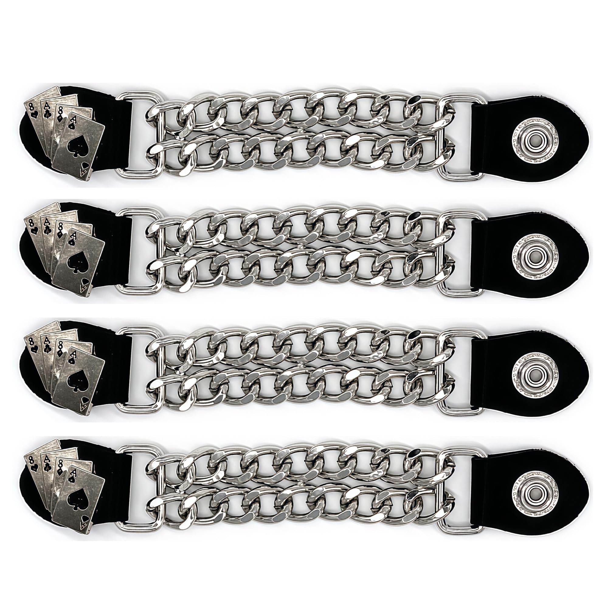 Motorcycle Vest Extenders for Men &amp; Women - 4 PCS Leather Vest Extensions for Biker - Durable Double Chrome Chains