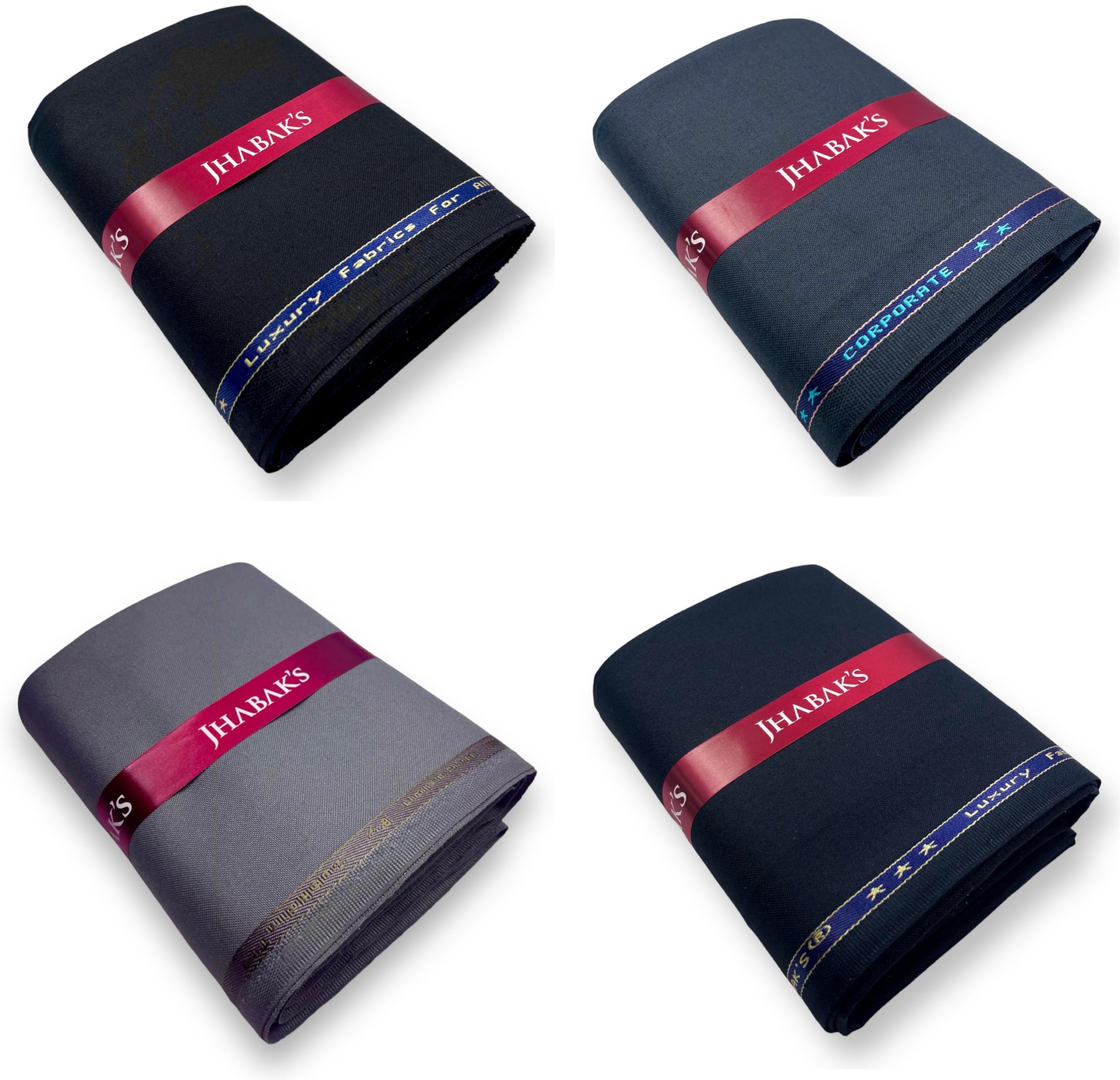 JHABAK'S Unstitched Viscose Rayon Self Design Trouser Fabric - 1.30 Meters (Pack of 4) K-picture-33