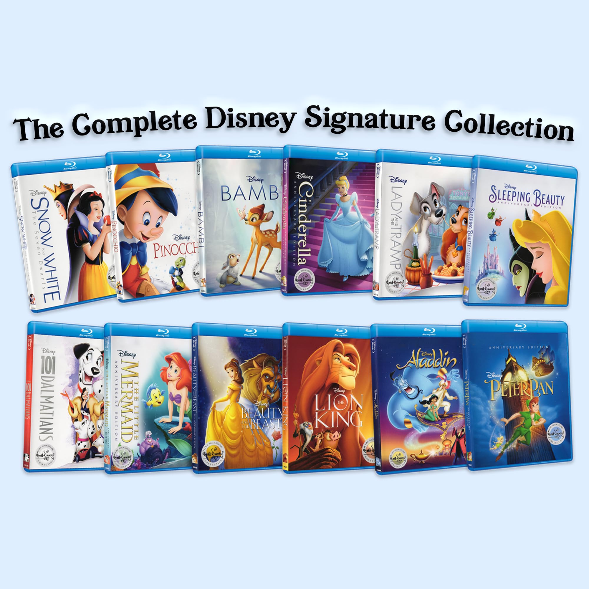 The Complete Disney Signature Blu-Ray Collection Snow White and the Seven Dwarfs Pinocchio Bambi Cinderella Peter Pan Lady