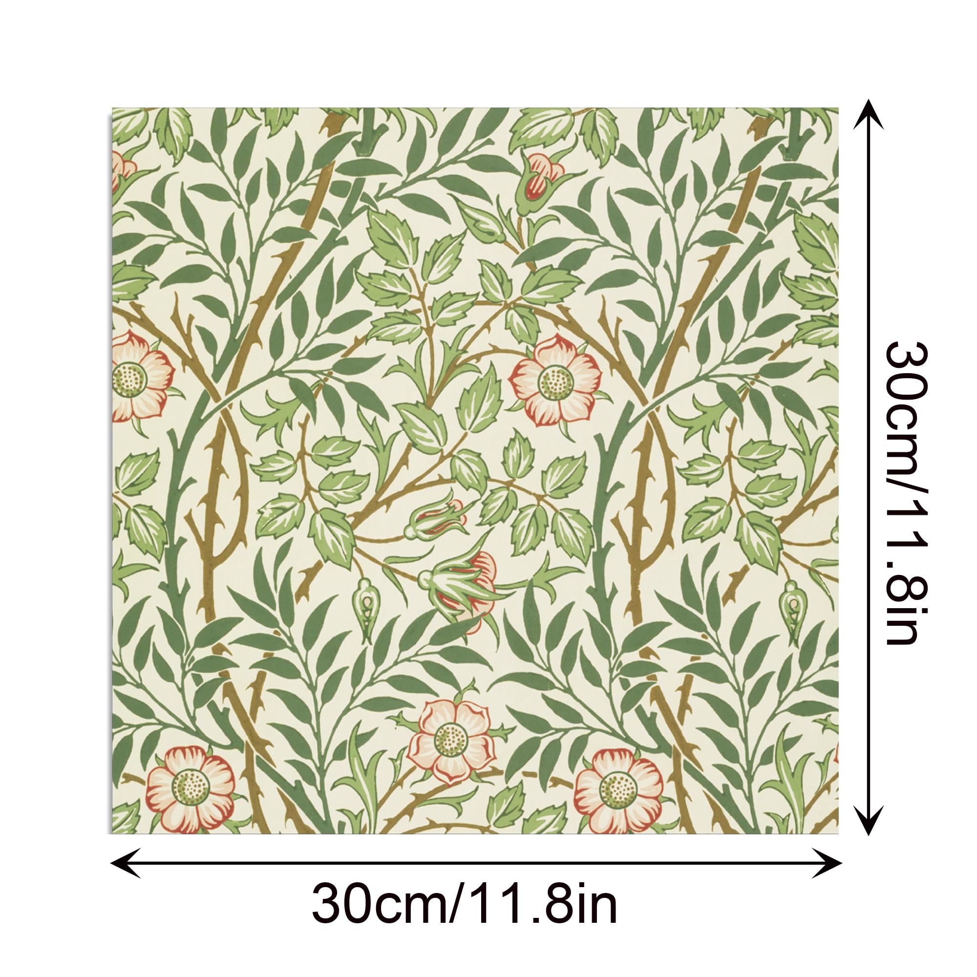 Papier Scrapbooking Vintage William Morris - Lot 24 Feuilles 30x30cm, 12 Motifs Floraux Double Face