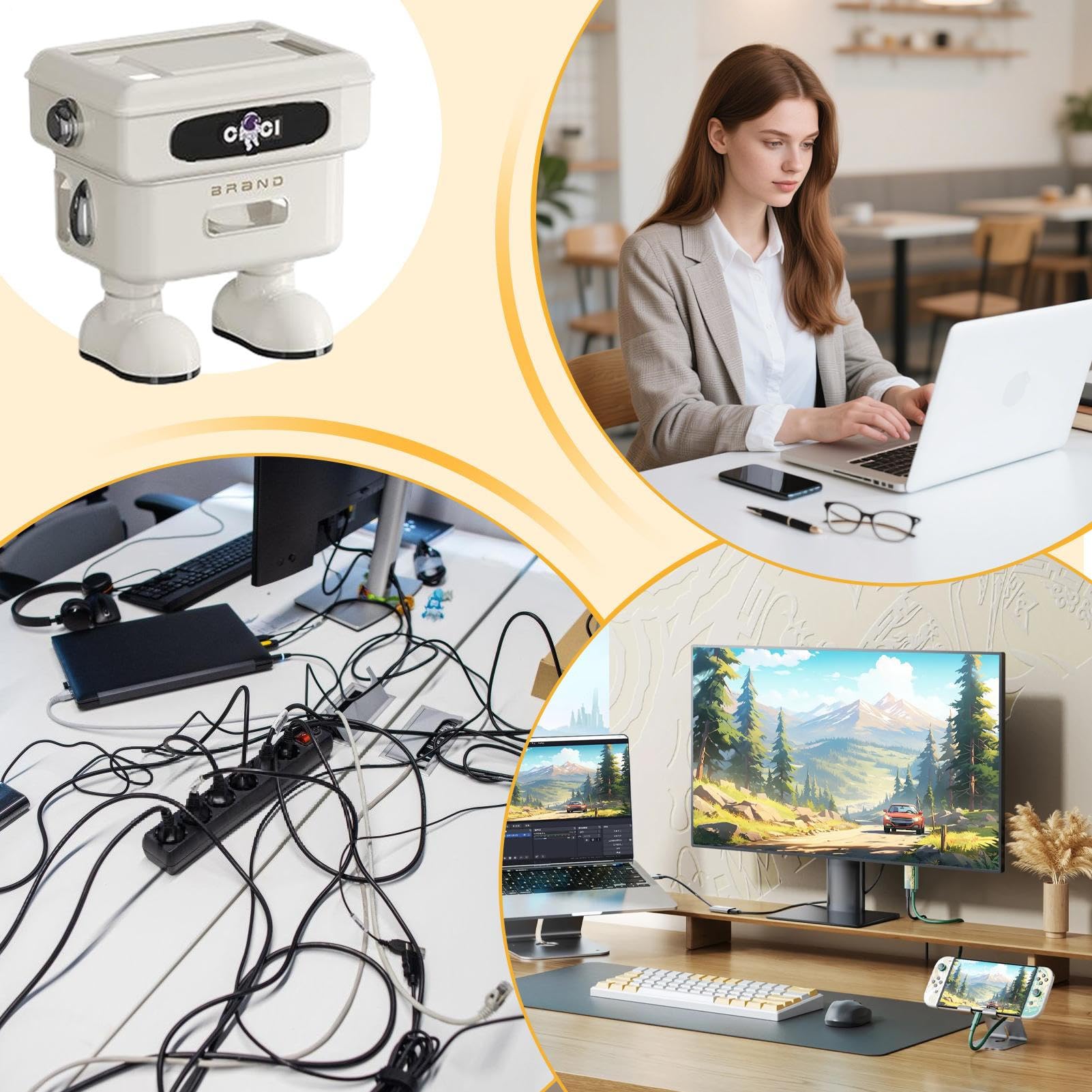 Scatola Di Archiviazione Per Router Wi-Fi Supporto Robot Per Scrivania | Ripiano Per Router Per Casa Soggiorno Camera Da Studio Supporto TV Posto Di Lavoro Centro Intrattenimento Console