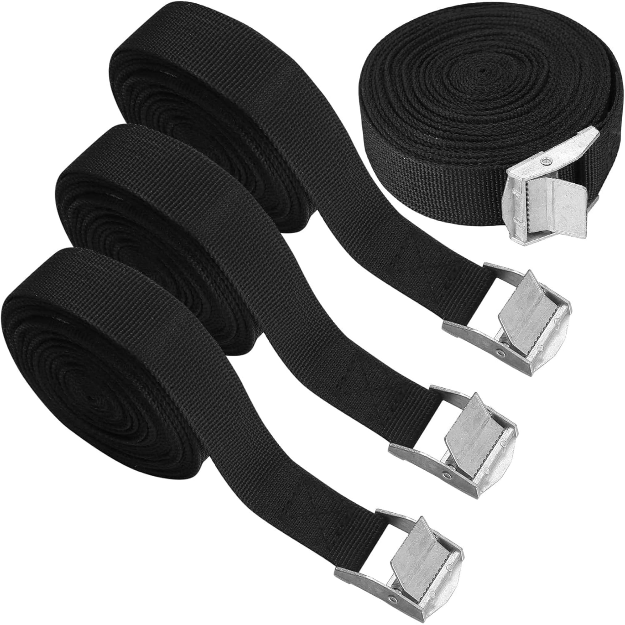Viraaji 4 Pack Tie Down Straps - Heavy Duty Lashing Straps Adjustable Cam Buckle Tie-Down Straps with Metal Buckle for Motorcycle, Cargo, Trucks, Luggage (Black) (Pack of 4)-image-10