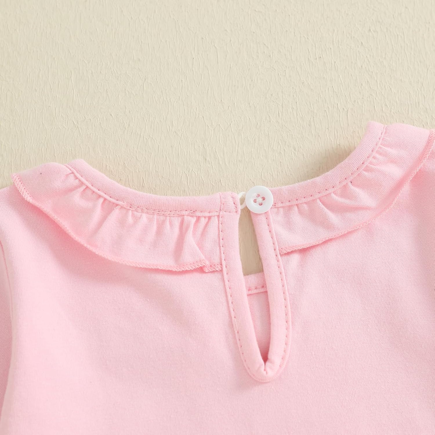 Gueuusu Toddler Girl Spring Fall 2 Piece Outfits Long Sleeve Ruffle Shirt Top Wide Leg Pants Set Solid Color Tracksuit - Image 6