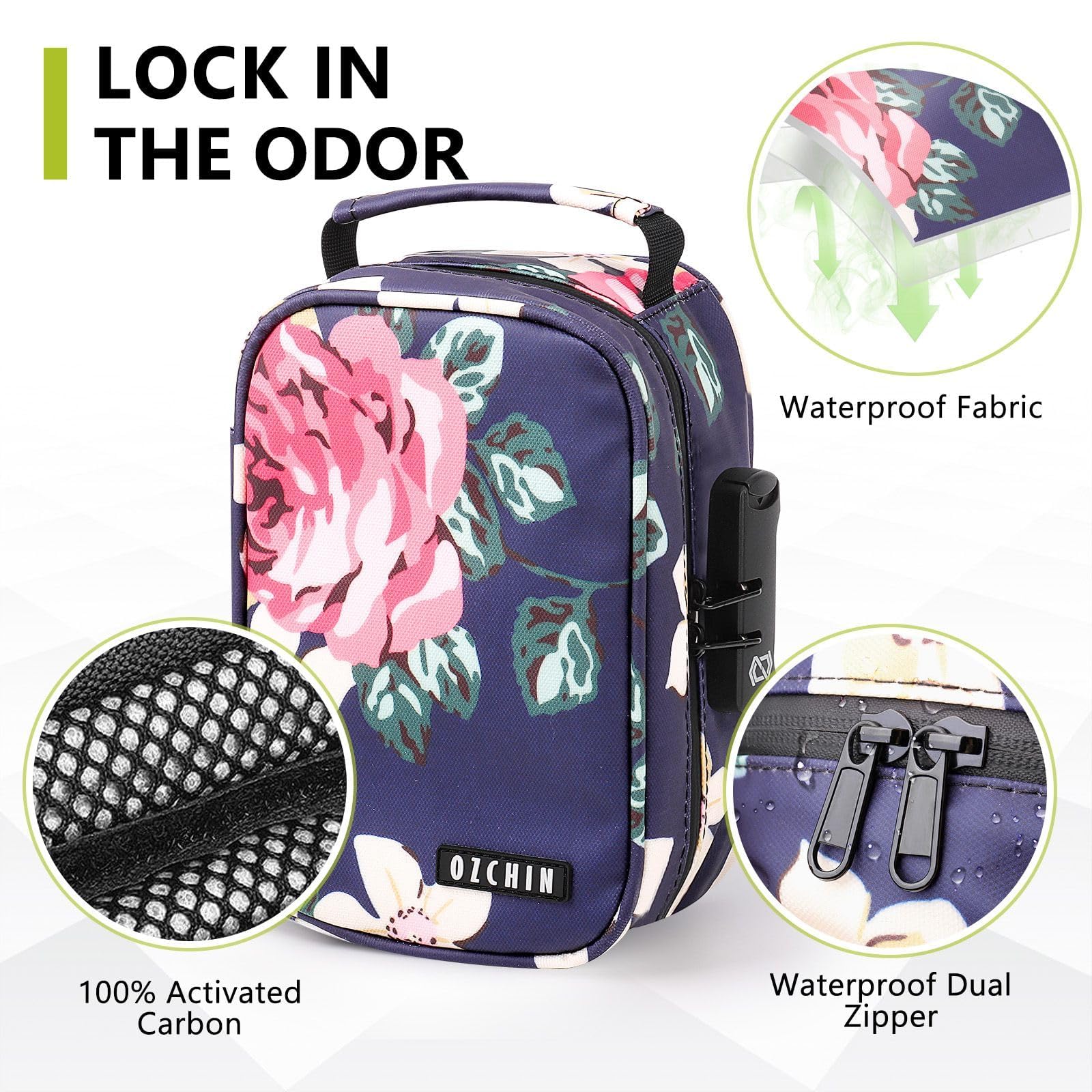 Sac Anti-Odeurs Avec Serrure à Combinaison OZCHIN - Rangement Voyage Gris