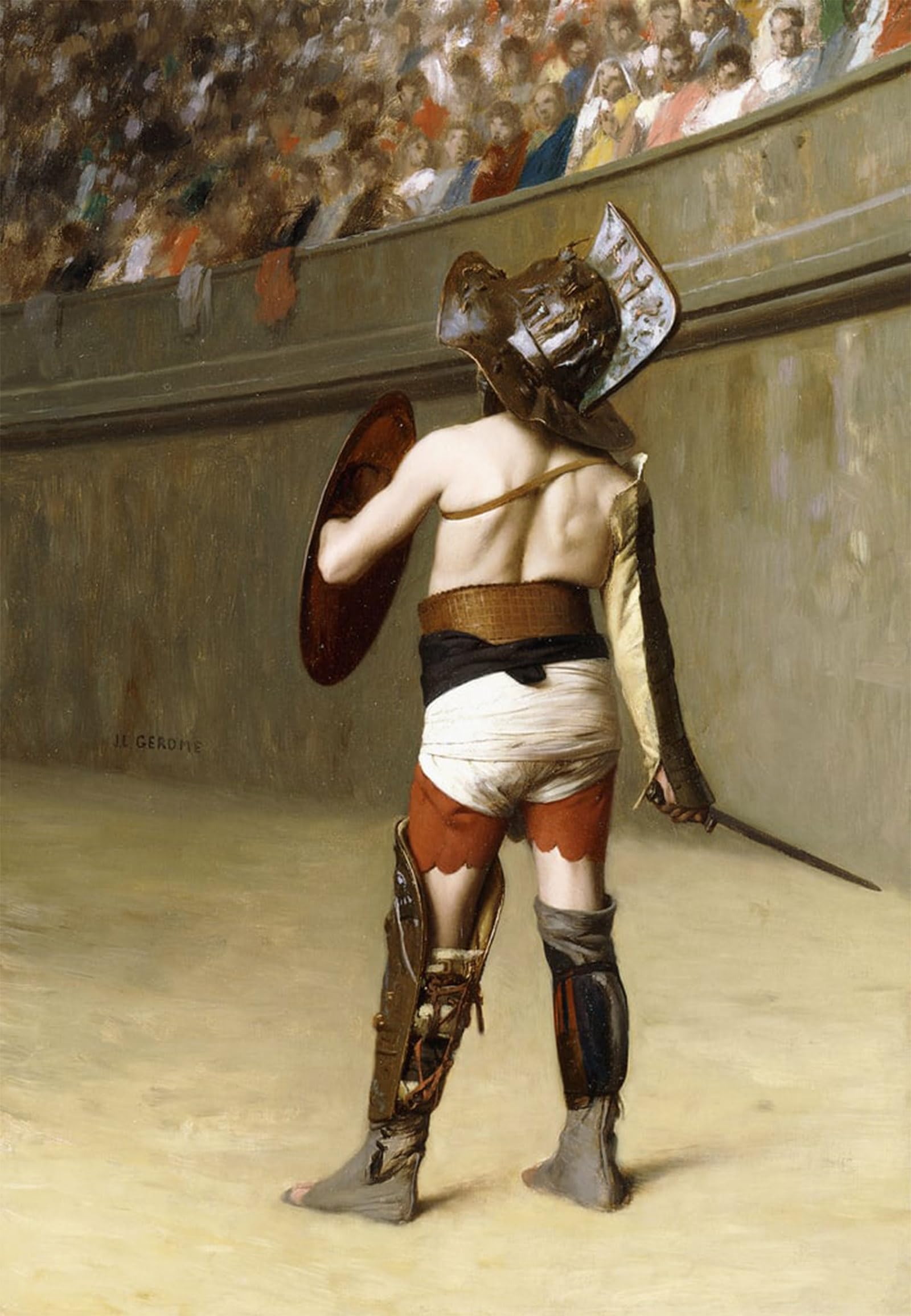 POSTERIIk Famous Modern Artwork Art Mural Mirmillon a Gallic Gladiator by Jean Leon Gerome Oil Paintings Pictures for Home Decor 60x90cm