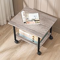 Vista 4 de HOOBRO Printer Stand, 2-Tier Industrial Under Desk Printer Cart with Shelf, Mobile Heavy Duty Storage Rack on Wheels for Home, Office, Grey and Black