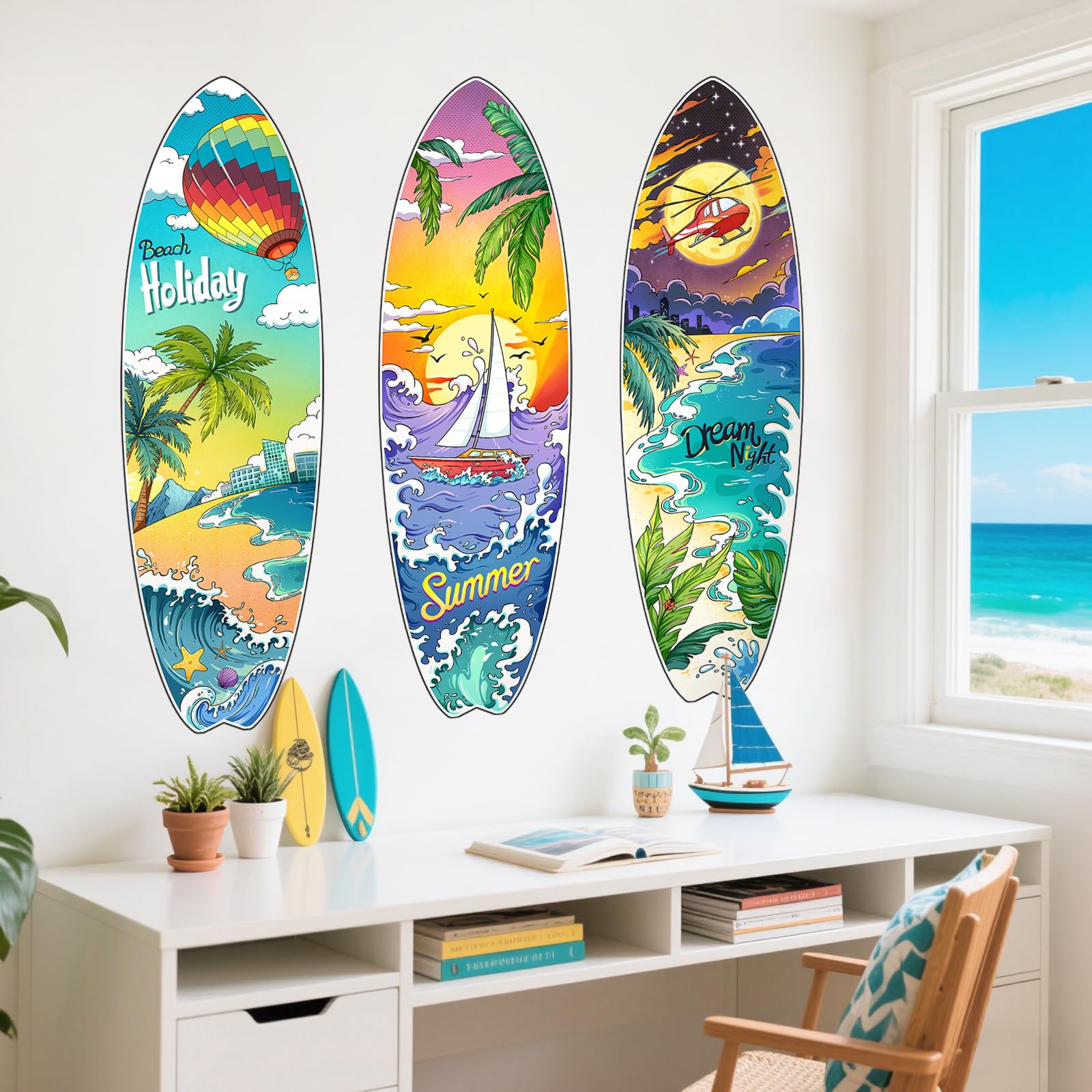 Supzone 3 Sets Surfboard Wall Stickers - Image 2