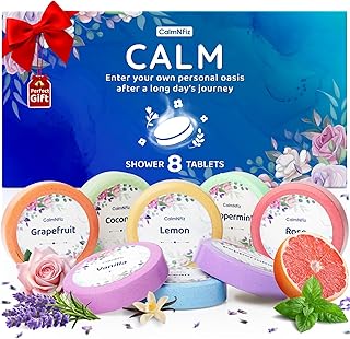 Aromatherapy Shower Steamers 8-Pack: Travel Essentials and Self-Care Gifts for Relaxation (Home/Travel)