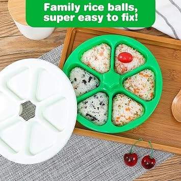 Nizirioo Triangular Sushi Set Onigiri Maker Non-Stick Onigiri Shape Sushi Tools with Oil Brush, 6 in 1 DIY Sushi Maker Mould for Home, Restaurant, Camping, Japanese Rice Ball Tool