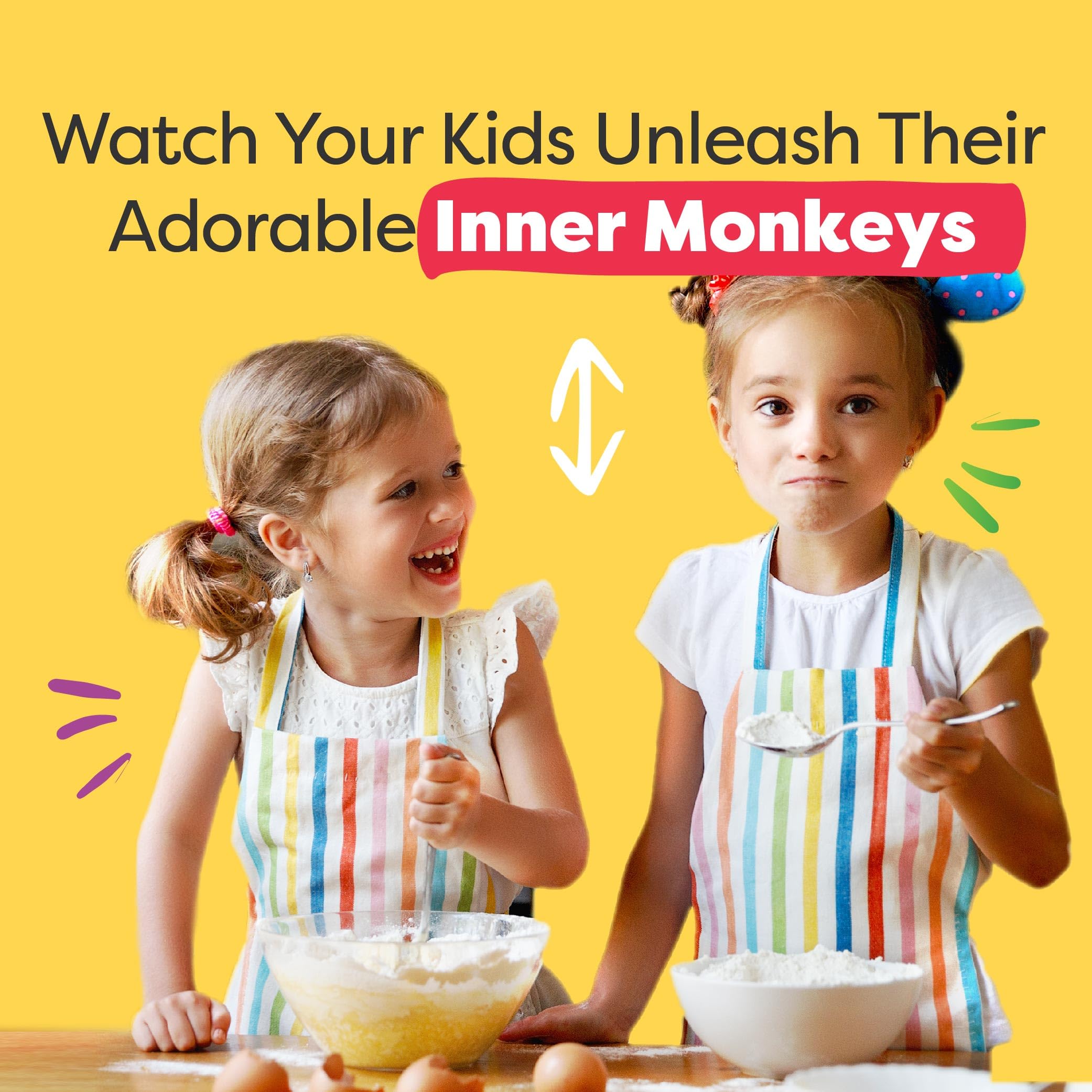 BAKETIVITY Monkey Banana Bread - Juego de hornear para niños con ingredientes previamente molidos, regalo familiar perfecto para los amantes de la cocina