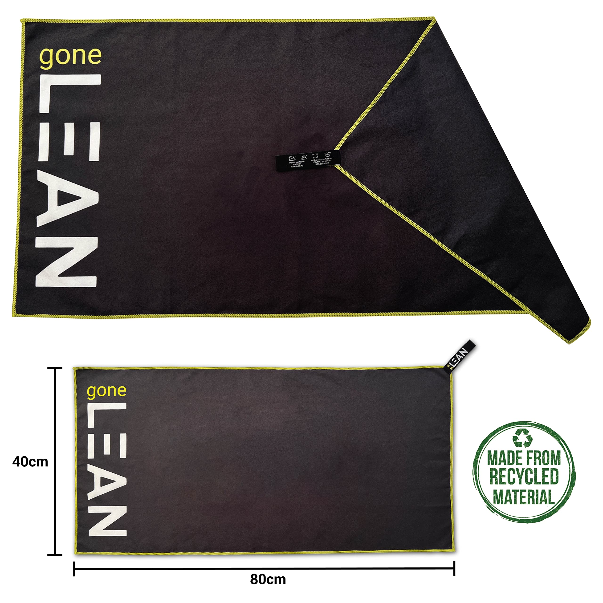 Gone LEAN Eco Friendly Small Microfibre Towel. Gym Towel, Highly