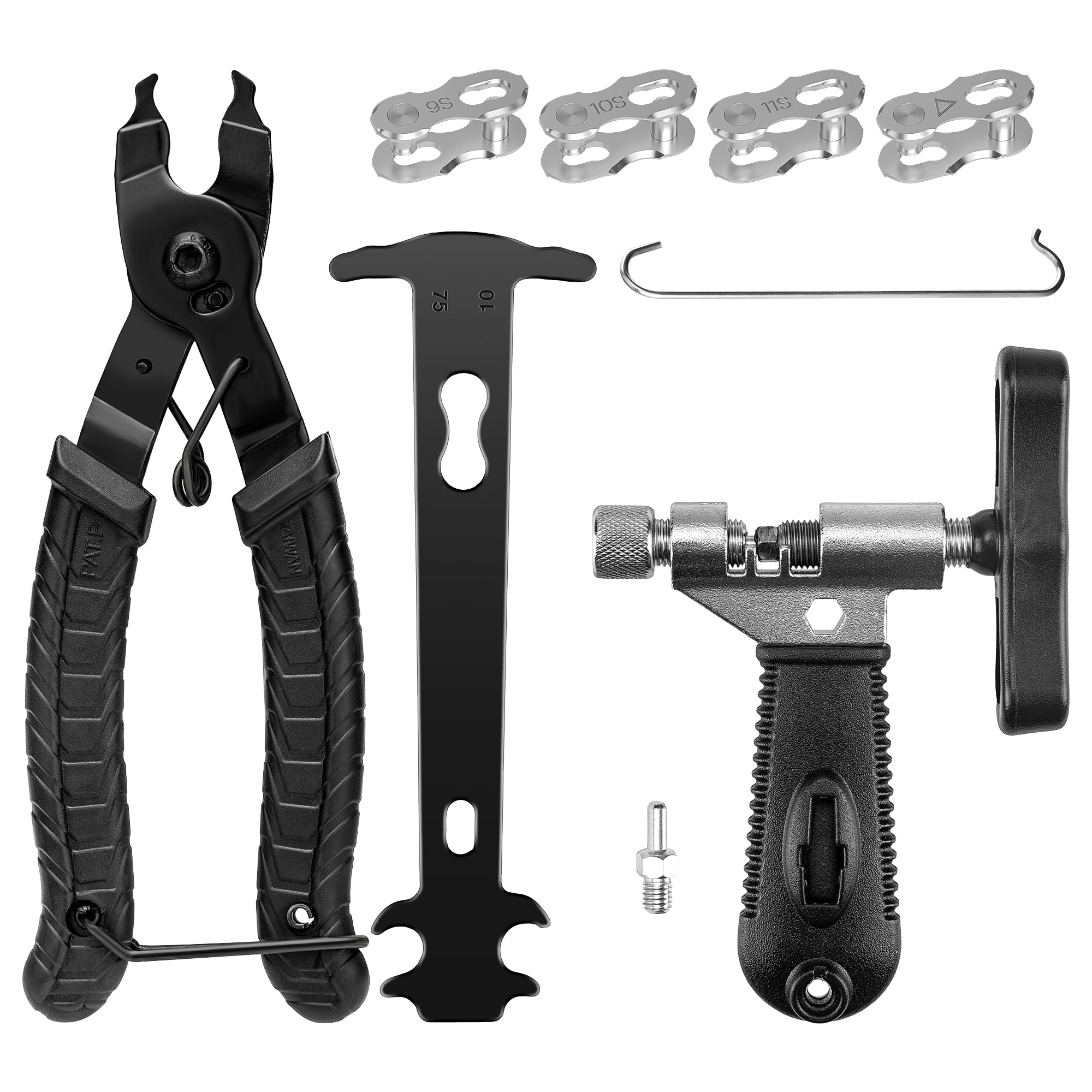 Ventvinal Fahrrad Werkzeug,Fahrradkette Reparatur Set 2.0 mit Kettennieter Fahrrad und kettenschloss zange,kettenlehre Fahrrad,4 Paar Fahrradketten 
