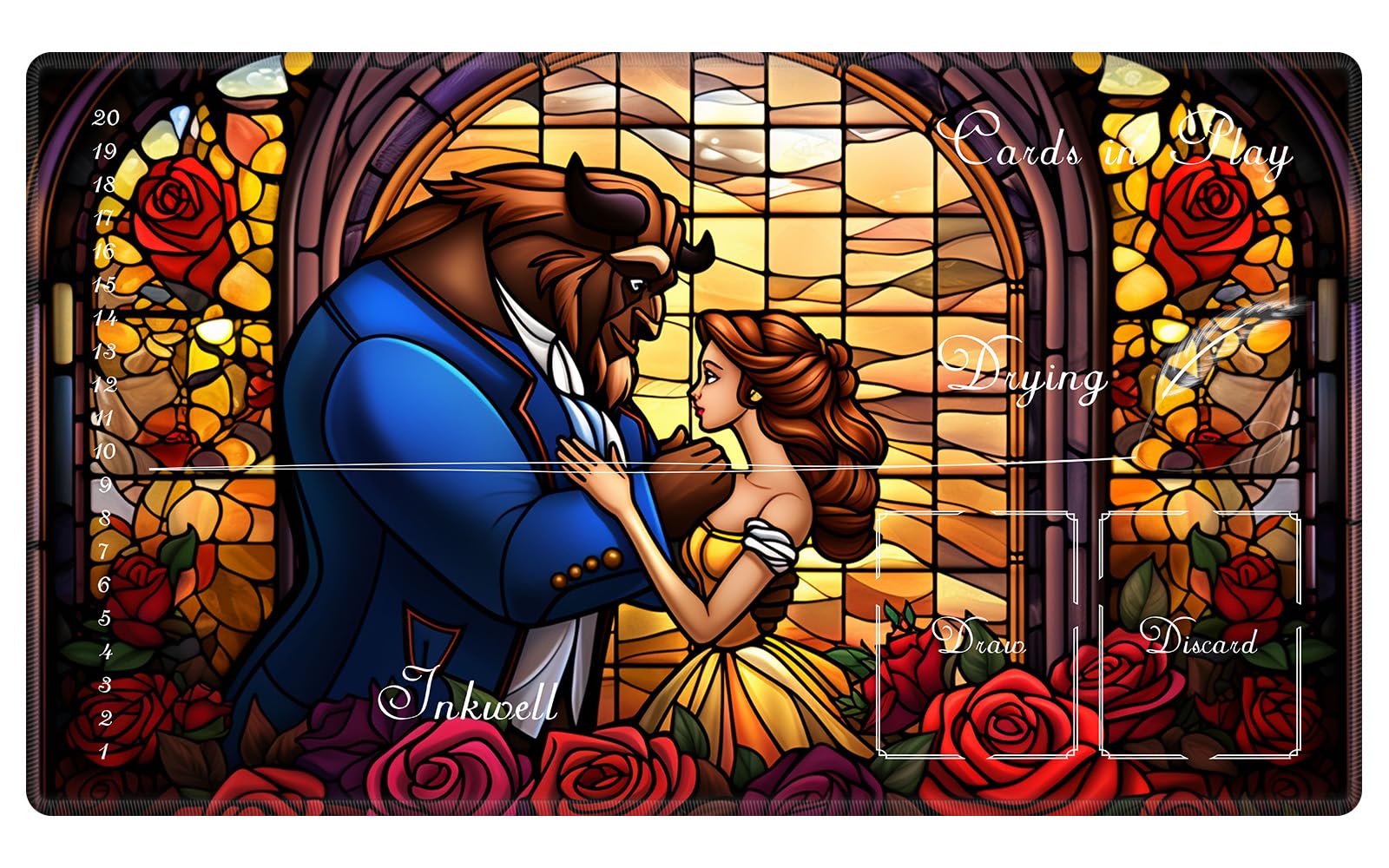 EDGFRTOIO Playmat Compatible with Lorcana TCG Zone Card Game Playing, Game Mats Tabletop Magic Play Mats 24"x14" Commander Deck Gaming Desk Duel Mat