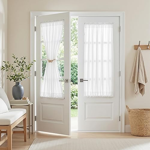 Miniatura 89 de MYSKY HOME Cortinas traslúcidas de 63 pulgadas de largo para dormitorio, paneles de cortina para ventana que filtran la luz, protegen la privacidad