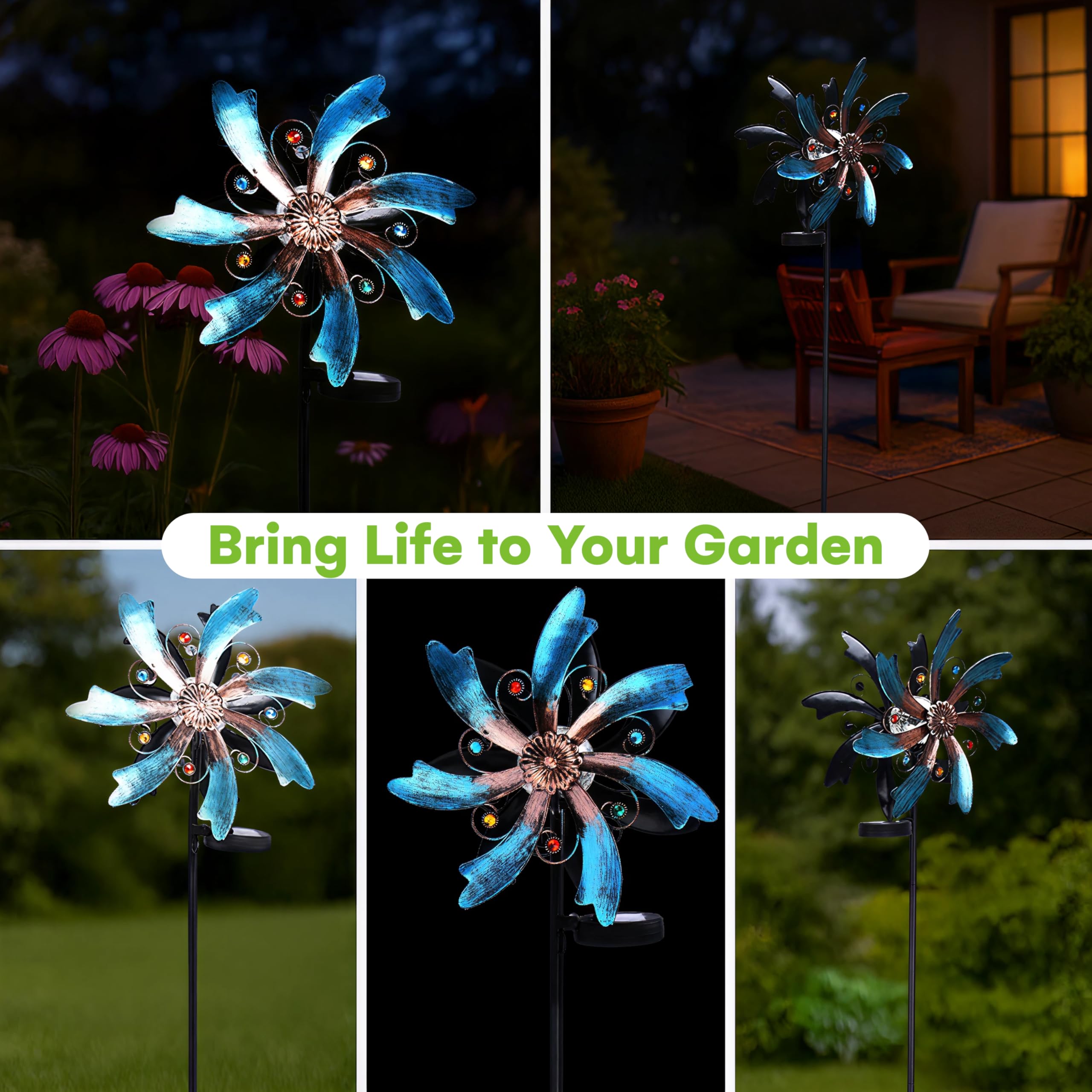 Amazon.com: SteadyDoggie Solar Wind Spinner - Metal Garden