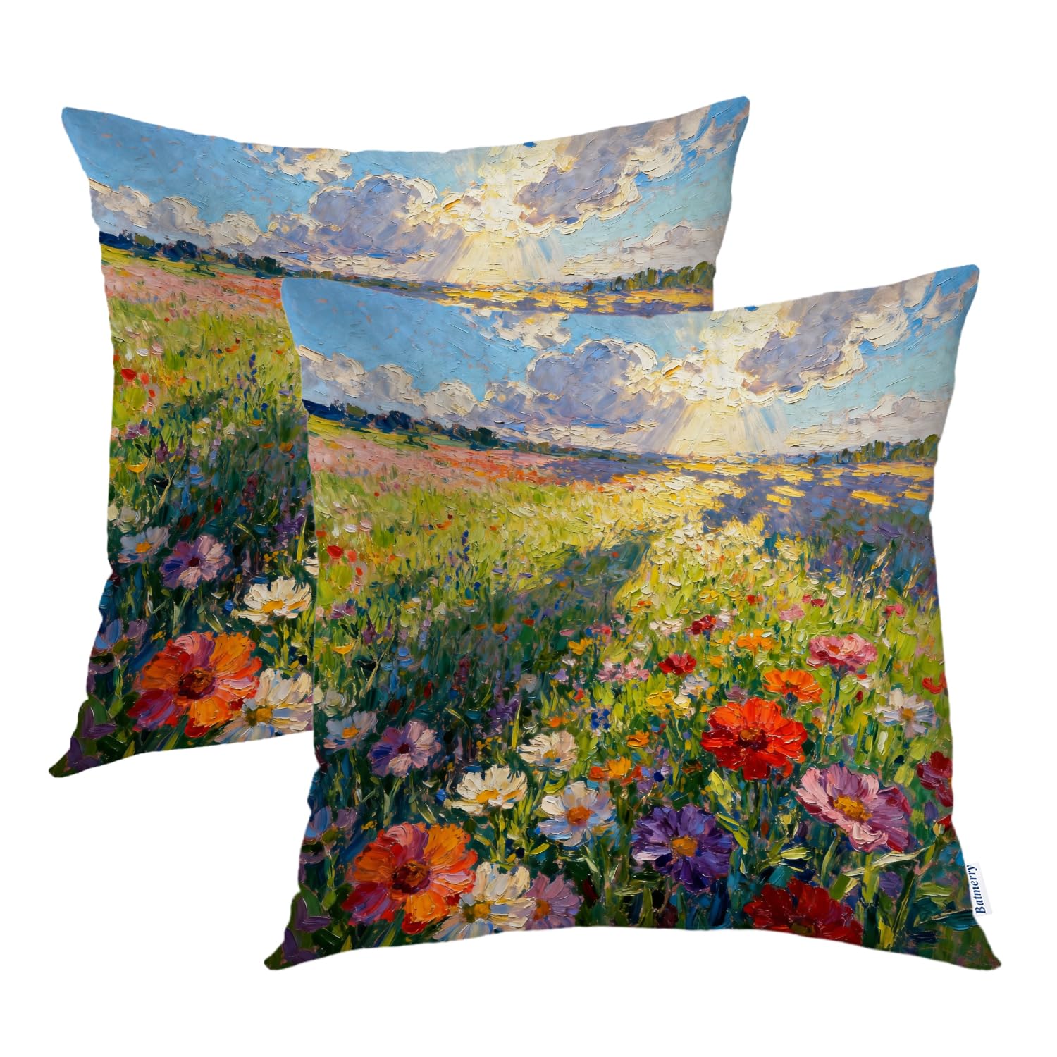 Housse de coussin Claude Monet fermeture éclair invisible pour rénover un vieux canapé