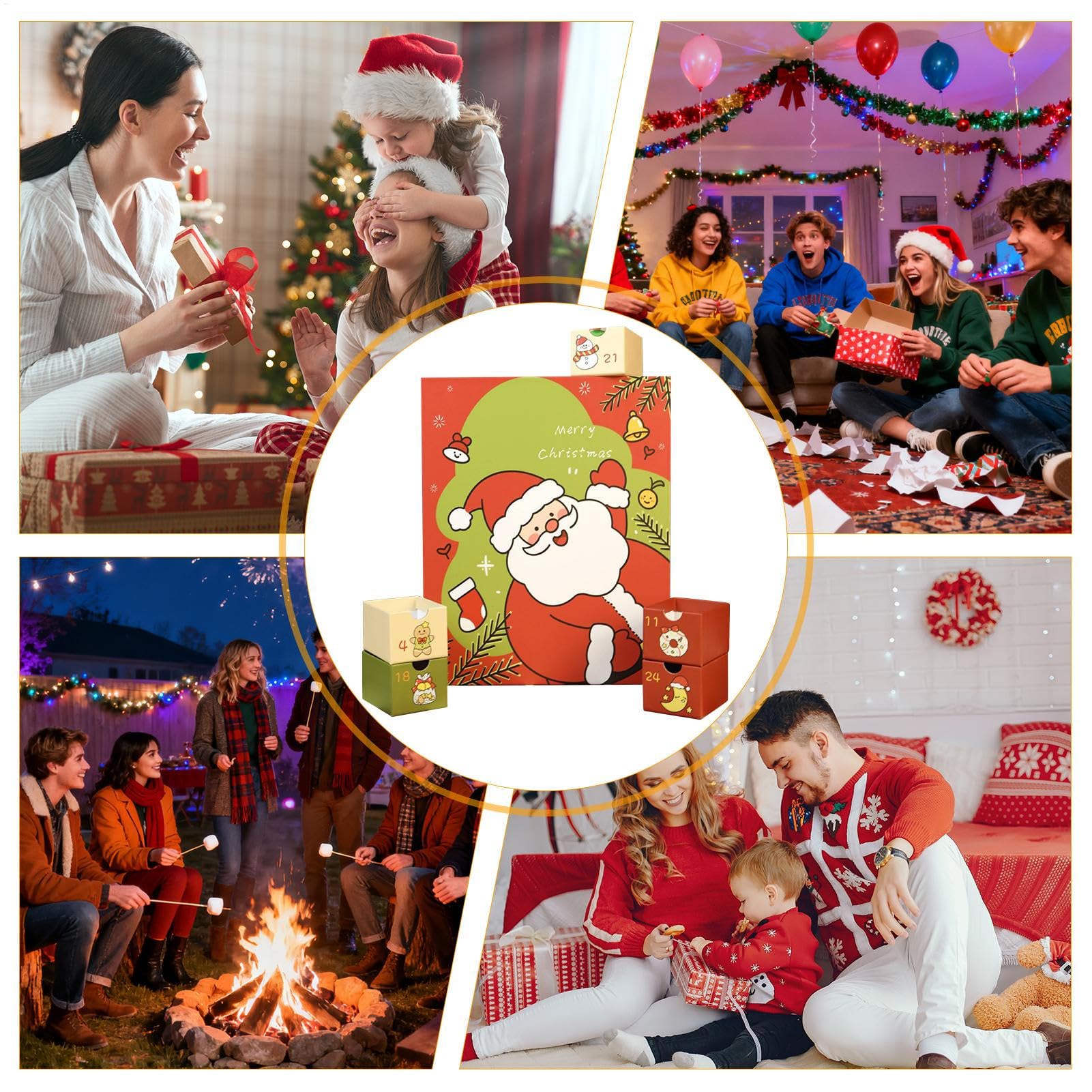 Calendario De Adviento Vacío Cajas De Adviento Navideñas Plegables Con 24 | Estuche De Detalles Para Navideñas Para Niños Y Adultos Para Joyas
