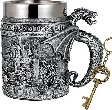 alikiki Medieval Castle Dragon Coffee Mug - Game Mug of Thrones gifts