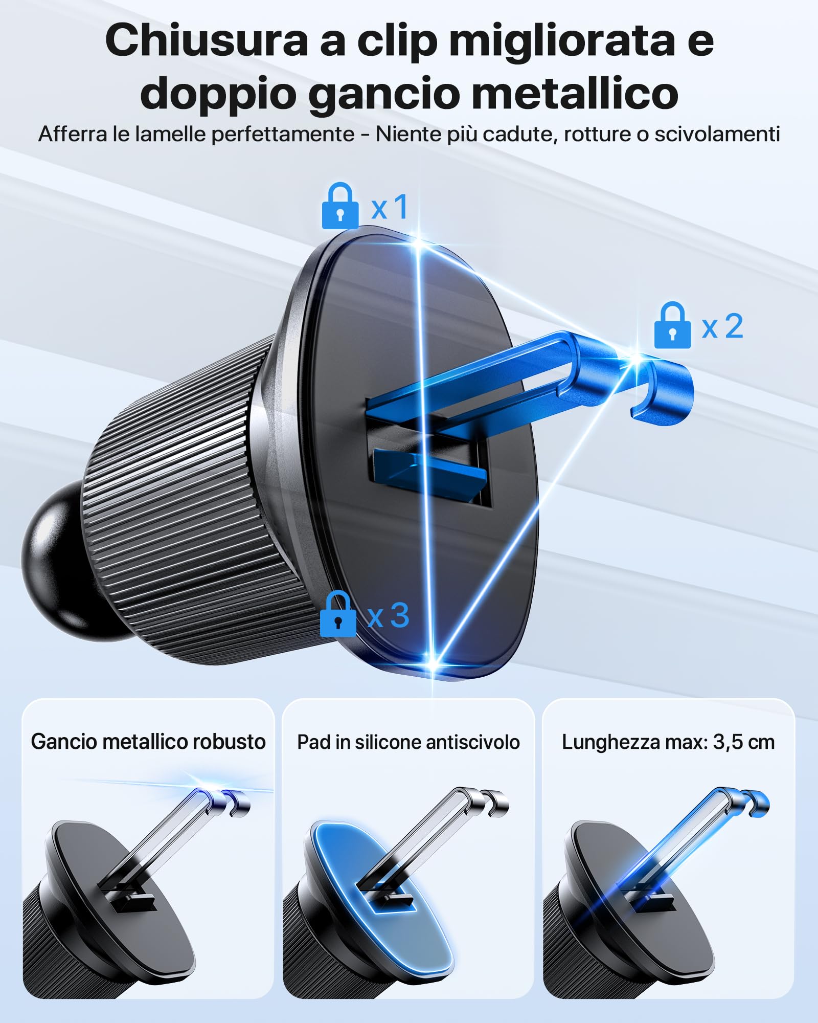 Miracase Porta Cellulare Auto con MagSafe【Potente Magnetico】Supproto Telefono Auto Magnetico【Gancio in Metallo】Porta Telefono Auto per Il Cruscotto & Presa d'Aria di Auto Compatibile con Smartphones