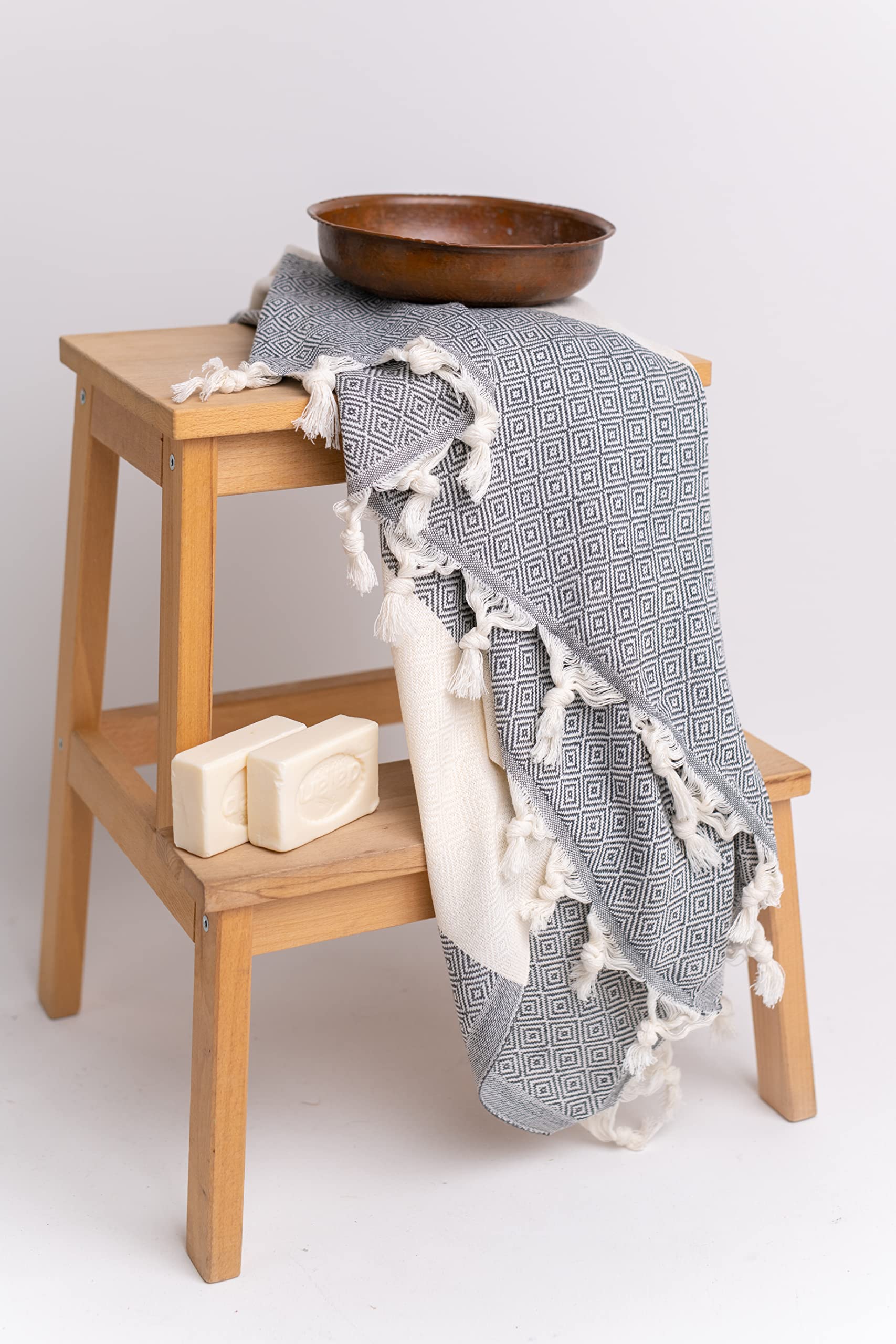 Carenesse Panno Hammam Rosso A Quadretti Set Di 3, 80 X 175 Cm