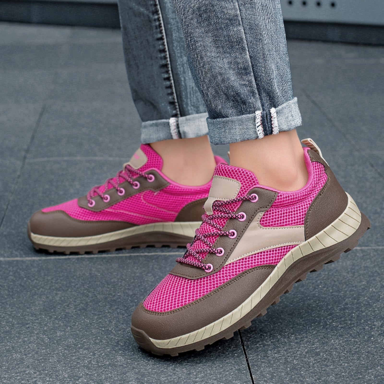 Buty trekkingowe dla kobiet i mężczyzn szerokie przewiewne | Lekkie niskie buty typu casual z antypoślizgową podeszwą i sznurowaniem, chodzenia na świeżym powietrzu, kemping podróż