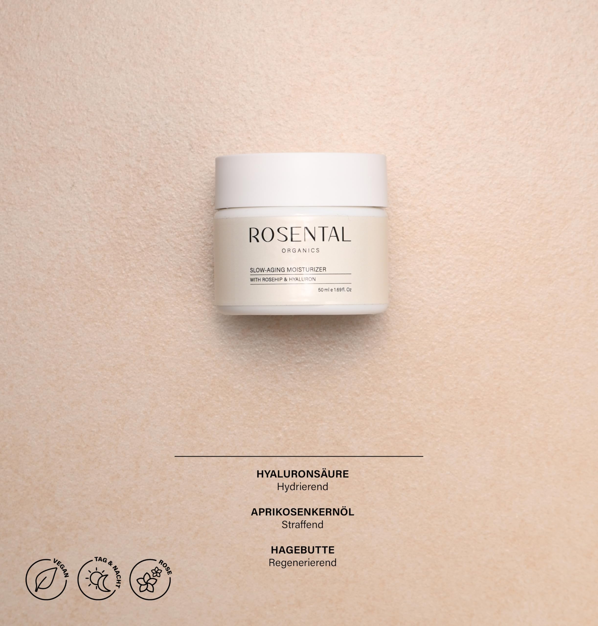 ROSENTAL ORGANICS Slow Aging Set Anti-Aging Pflege Hyaluronsäure Rosehip Öl Serum Augenpflege Feuchtigkeitscreme