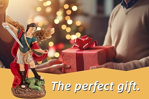 Miniatura 6 de Estatua de arcángel de San Miguel  Estatua de San Miguel Arcángel Miguel derrotado Lucifer pisotea estatua de demonio, escultura de ángel