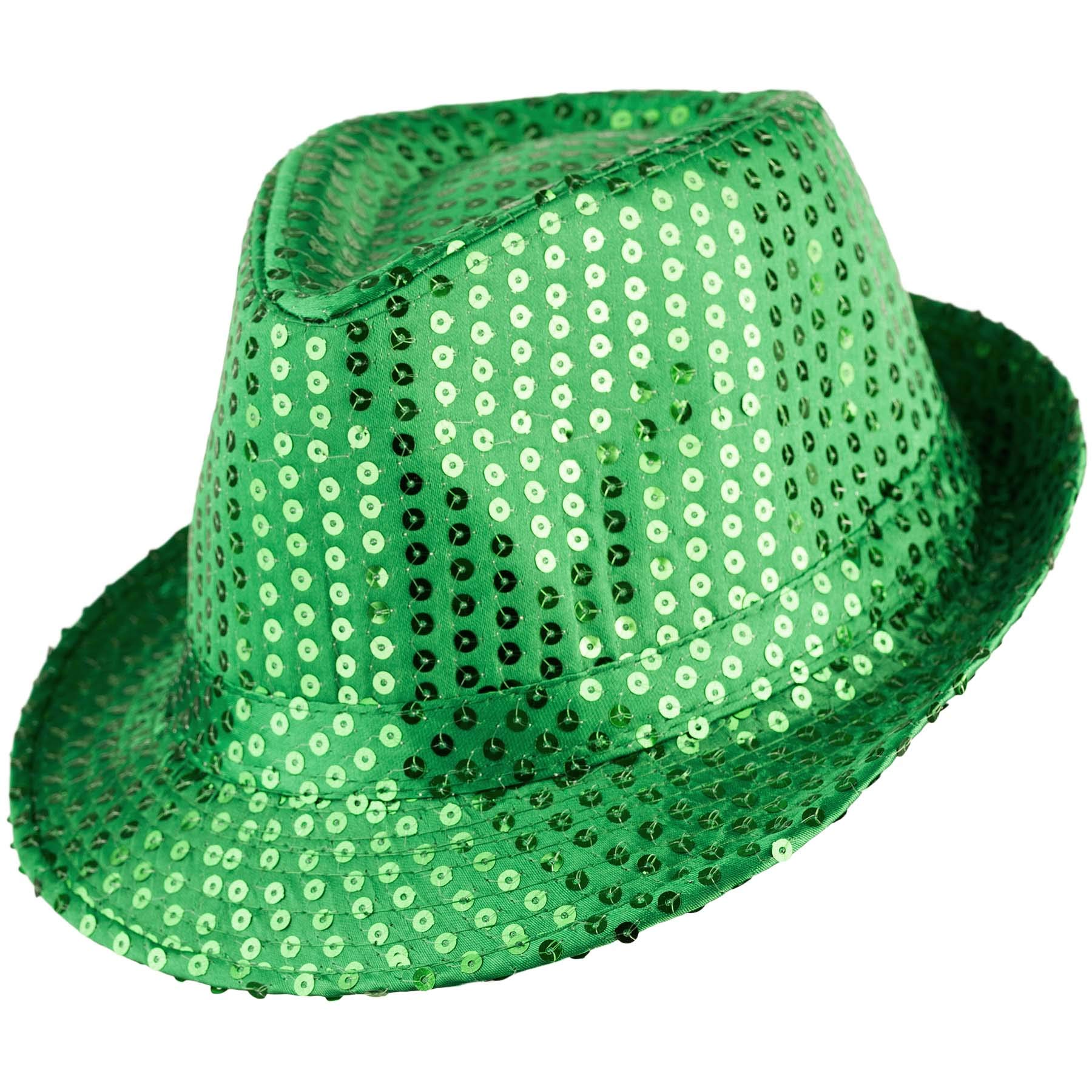 dressforfun 901028 Unisex Pailletten Glitzer Hut, breite Krempe, feines Hutband - diverse Farben - (grün | Nr. 304578)