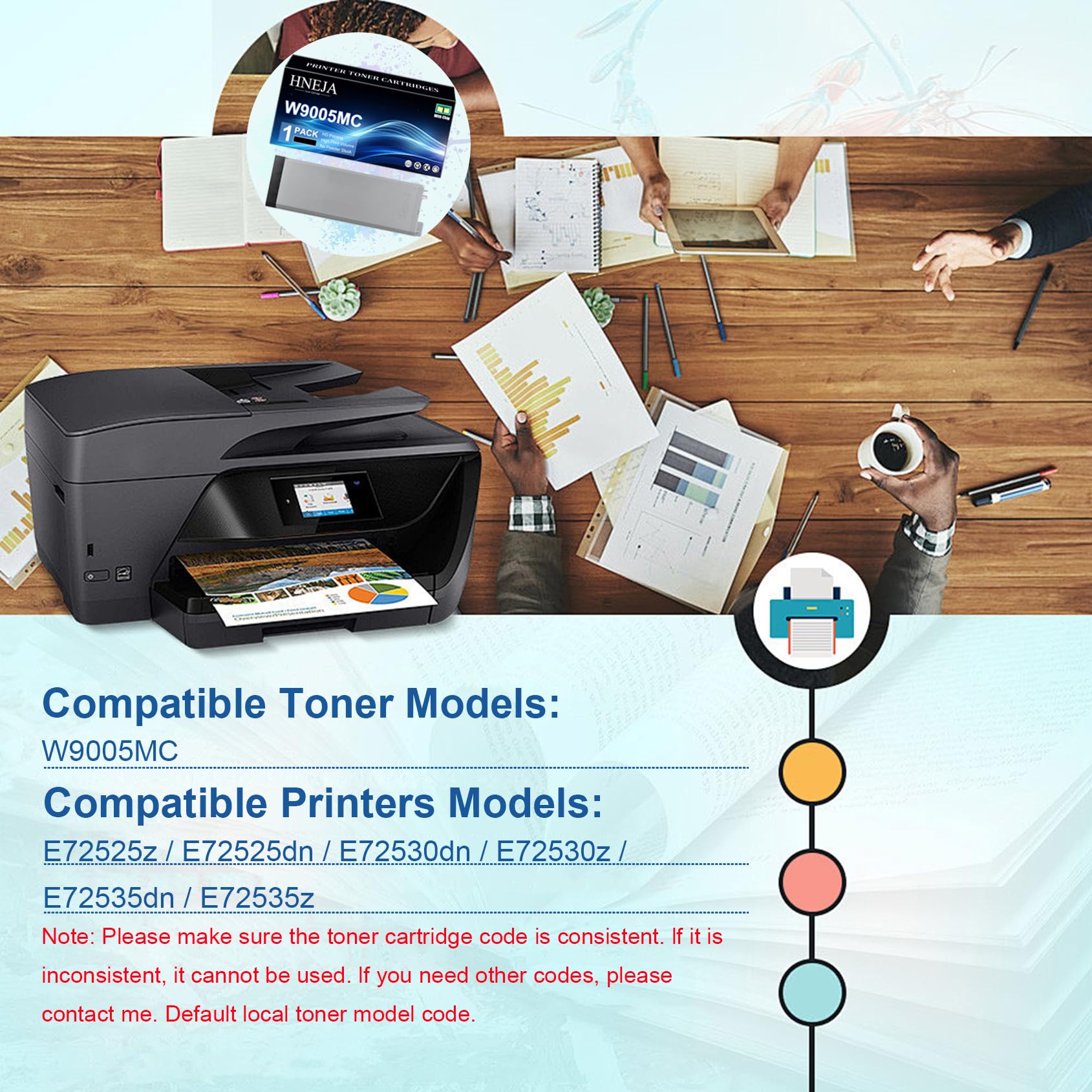 Cartuccia Toner Nera Sostitutiva W9005MC per HP E72525z E72525dn E72530dn E72530z E72535dn E72535z Stampante,Black-1 Pack