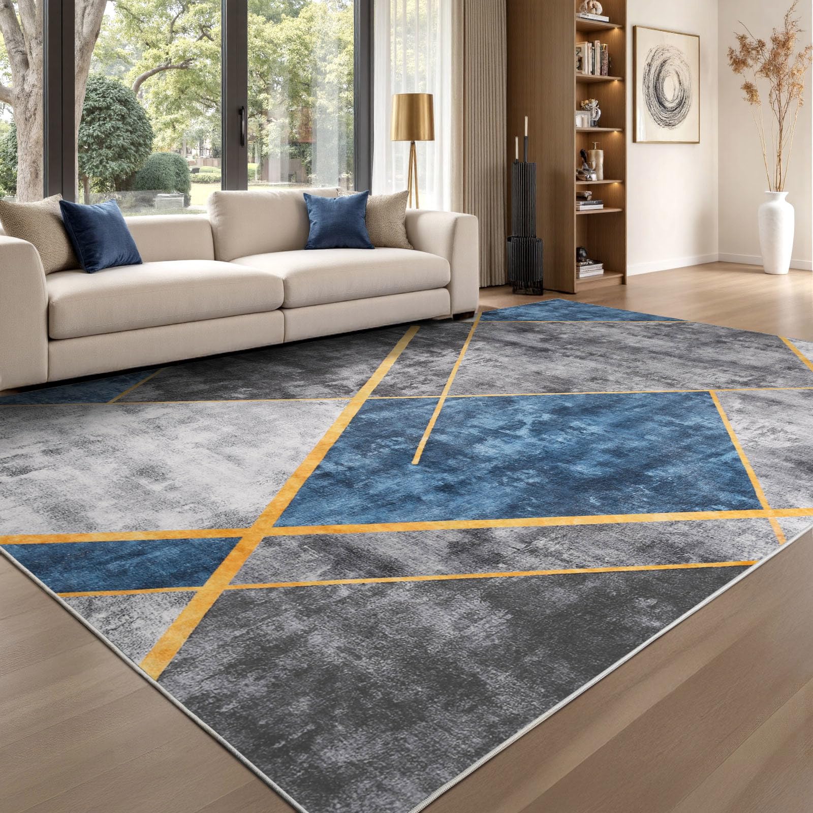 Sour Lemon Rugs Living Room Large 120x160 - Machine Washable Rug - Area Rugs for Bedroom - Large Boho Rug Vintage Rugs Anti Slip Fluffy Carpet for Living Room, Bedroom — image 1