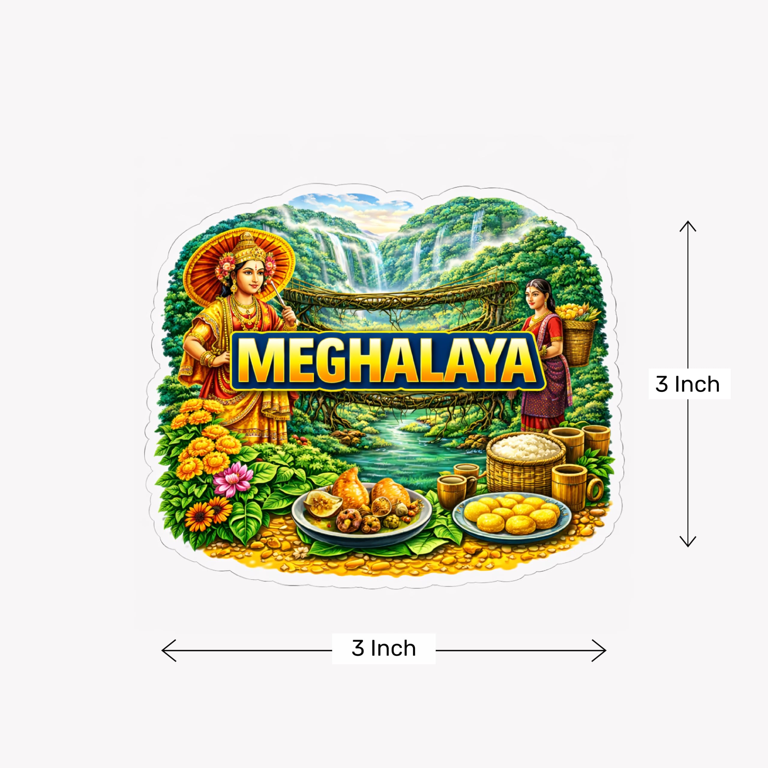 Buy Meghalaya Fridge Magnet 3 x 3 Inch | Premium Cultural Travel
