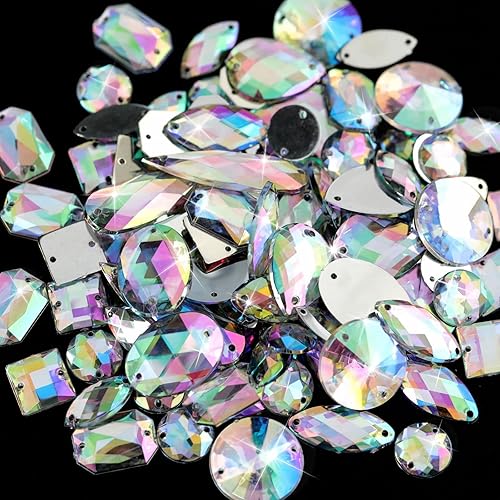 Miniatura 7 de 200 piezas de diamantes de imitación de cristal de formas mixtas, piedras acrílicas con parte trasera plana, piedras de diamante para manualidades,