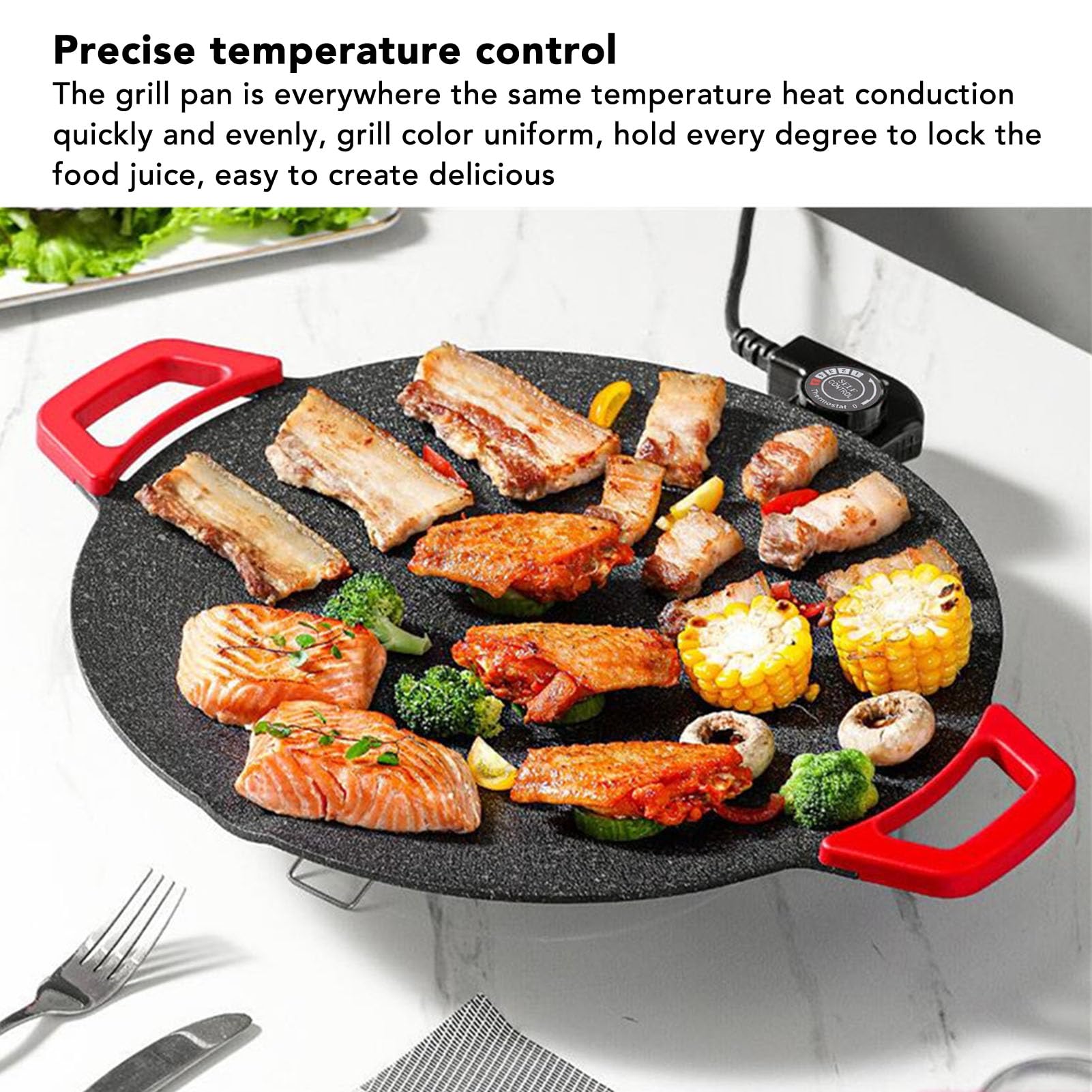 11,8 Zoll Elektrische Grillplatte, Antihaftbeschichtetes, Rauchfreies Elektrisches BBQ-Grill-Backblech mit Einstellbarer Temperaturregelung, Crêpes-Maker für Injera, Lefse,