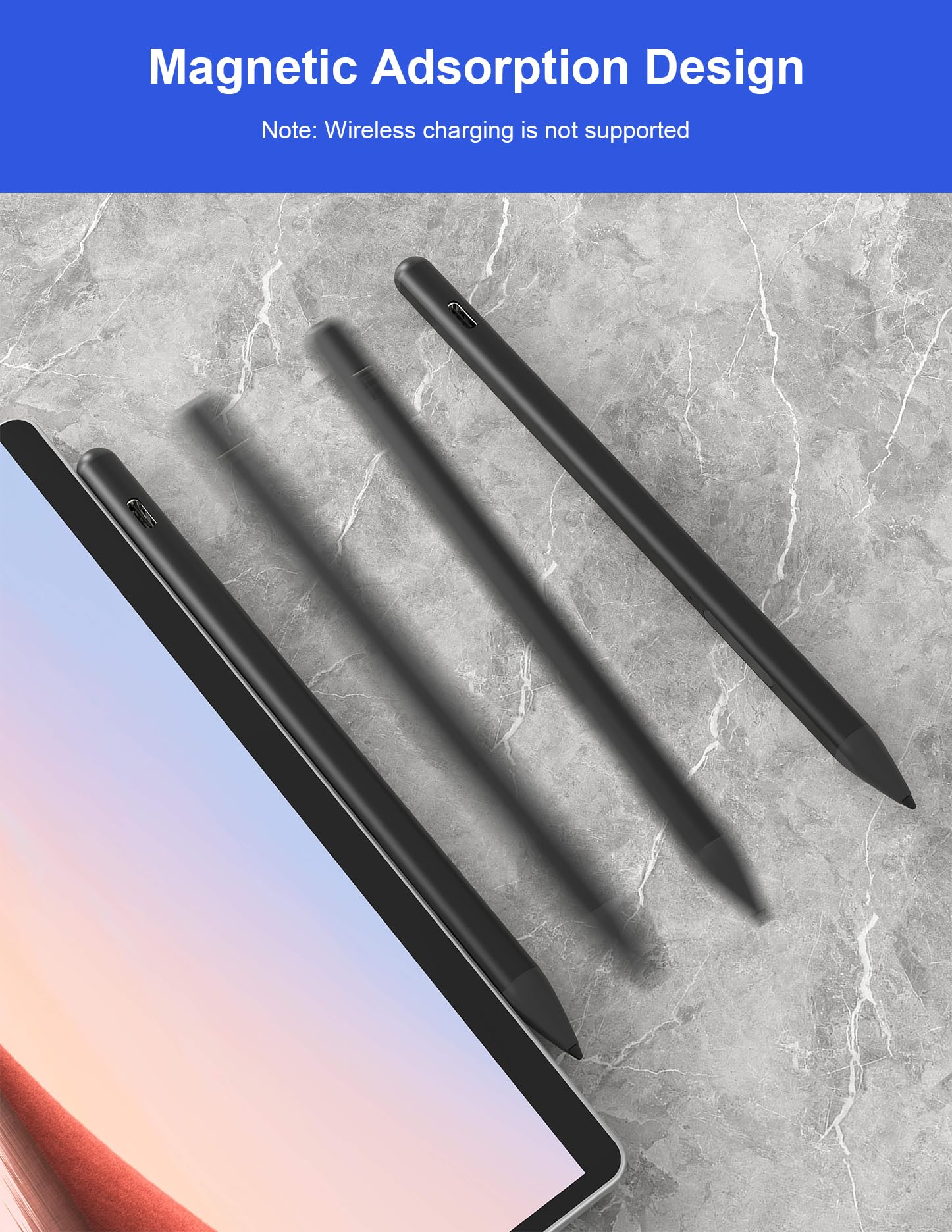 Lápiz Táctil para Surface Pro 12/11/10/9/8/7, Surface Pen con 3 Puntas de Repuesto, Recargable, 4096 Niveles de Presión y Rechazo de Palma, para Surface Laptop 1 a 5, Go, Book, Studio
