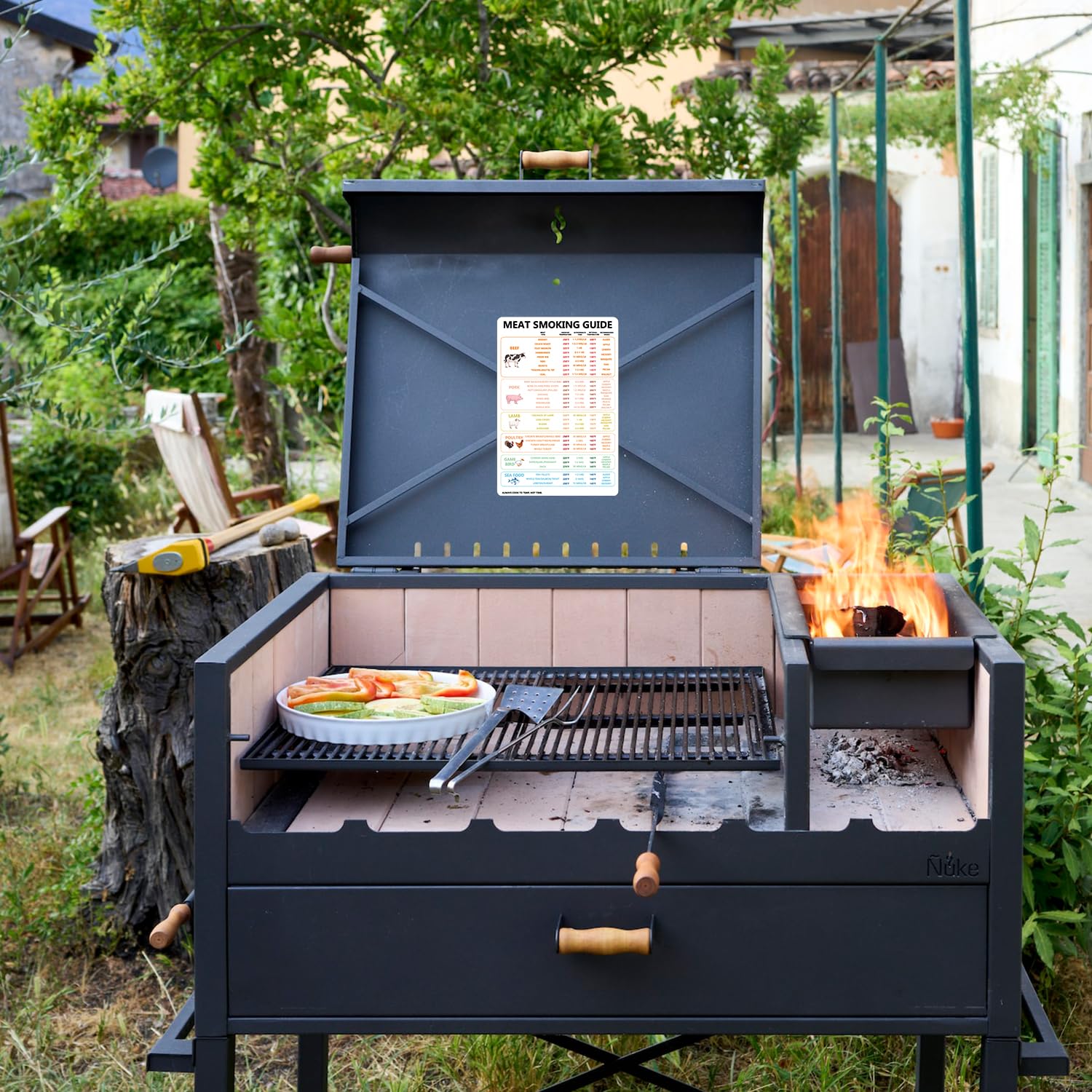 Superb Home Fleisch Räucher Guide Magnet – 46 Fleischsorten, Zieltemperaturen & Holz-Aromen | Für BBQ, Smoker, Grill