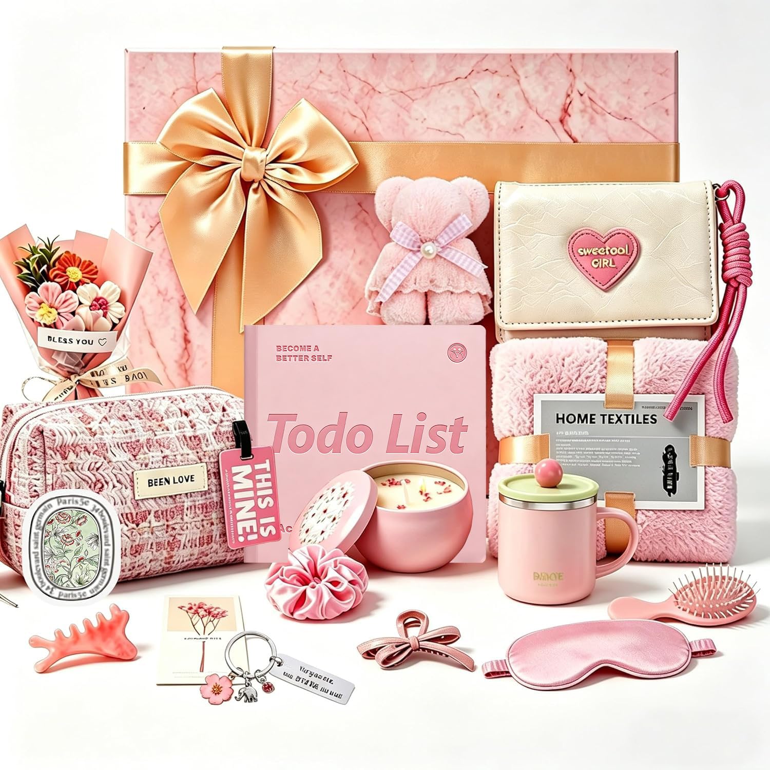 LINMAGCO Birthday Gifts for Women, 19Pcs Happy Hampers Gift Box for Her, Female Relaxation Self Care Package, Presents for Mum, Sister, Auntie, Friends, Unique Birthday Basket Ideas