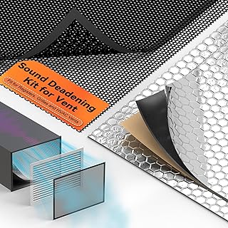 GCGOODS Sound Deadening Mat & Air Vent Mesh Cover, Sound Proofing Kit for Air Vents & Ducts, Comes with 2 Pcs Noise Insulation and Vibration Damping Mat, 2 Pcs Sound Proof Vent Cover 10"× 14", Black