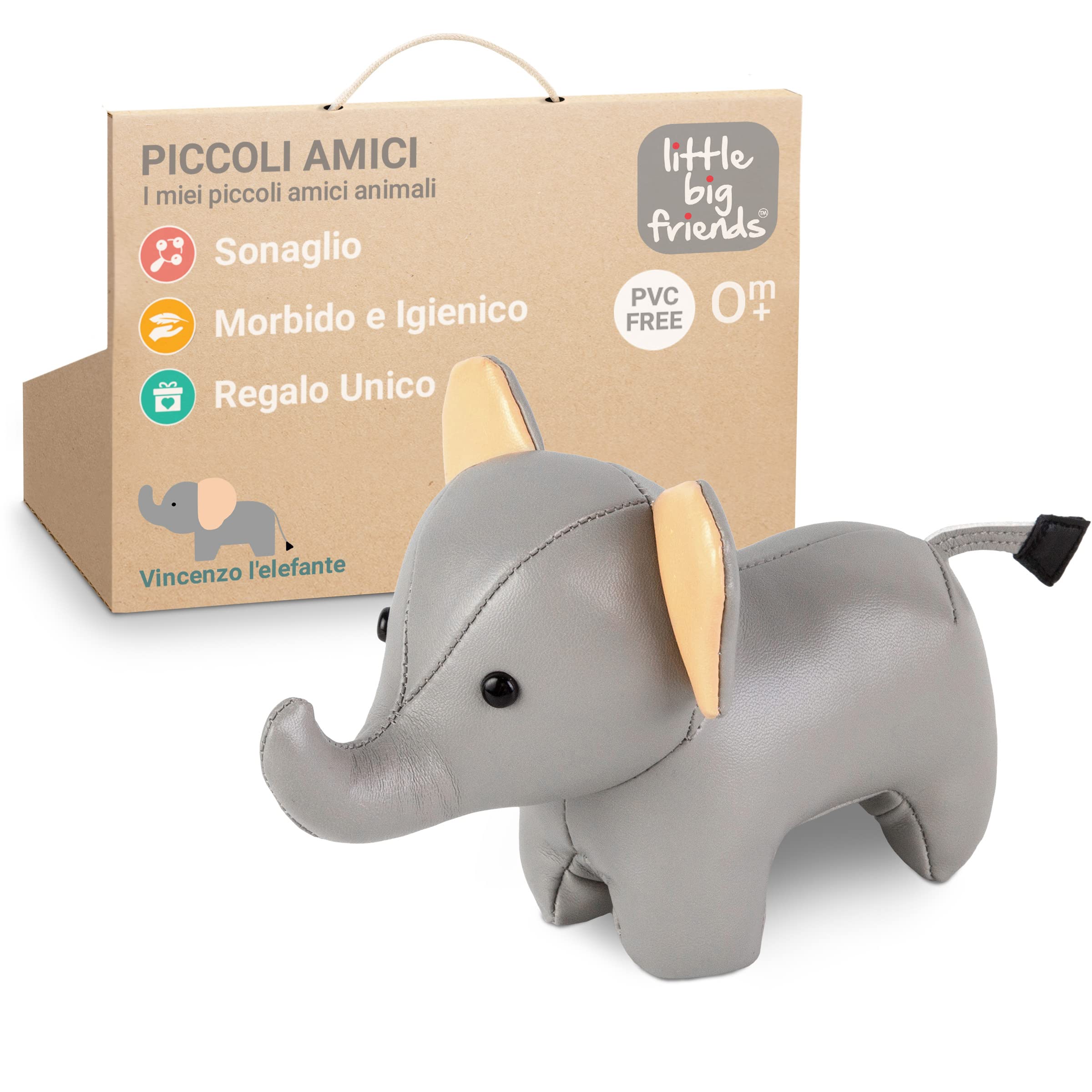 Little Big Friends I Piccoli Amici Tiny Friends | Sonagli Per Bambini | Animale Morbido | Facile Da Pulire | Decorazione Per La Cameretta | Vincenzo L'elefante-image