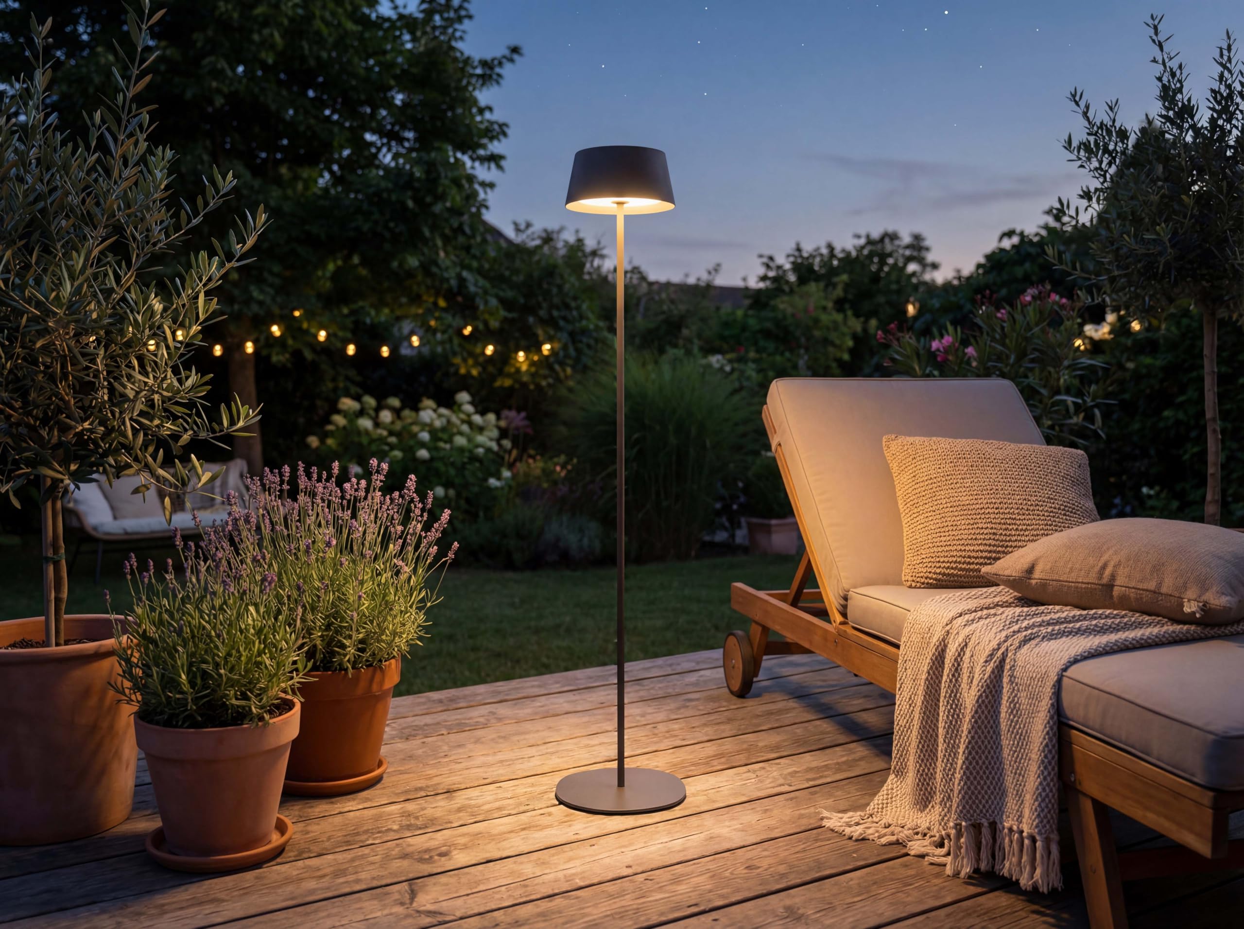 Northpoint LED Solar Stehleuchte dimmbar höhenverstellbar Dämmerungssensor Metall Garten warmweiß 3000K 150lm Schwarz
