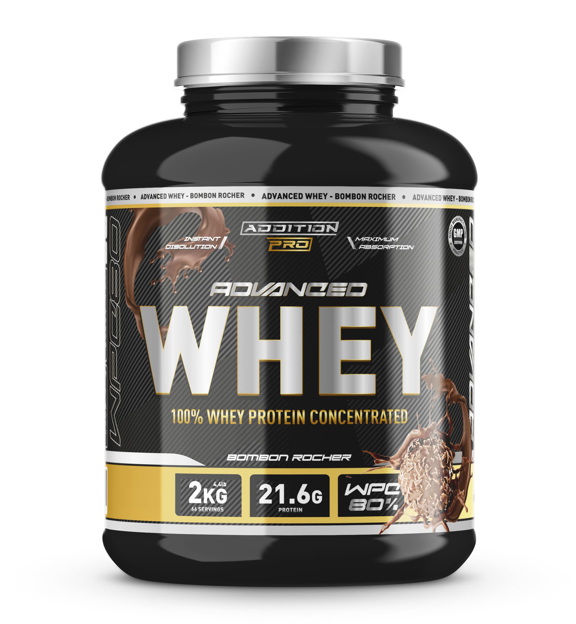 Advance Whey Protein - 100% Concentrado de Proteína de Suero de Leche - Sabor Bombón Rocher - 2kg