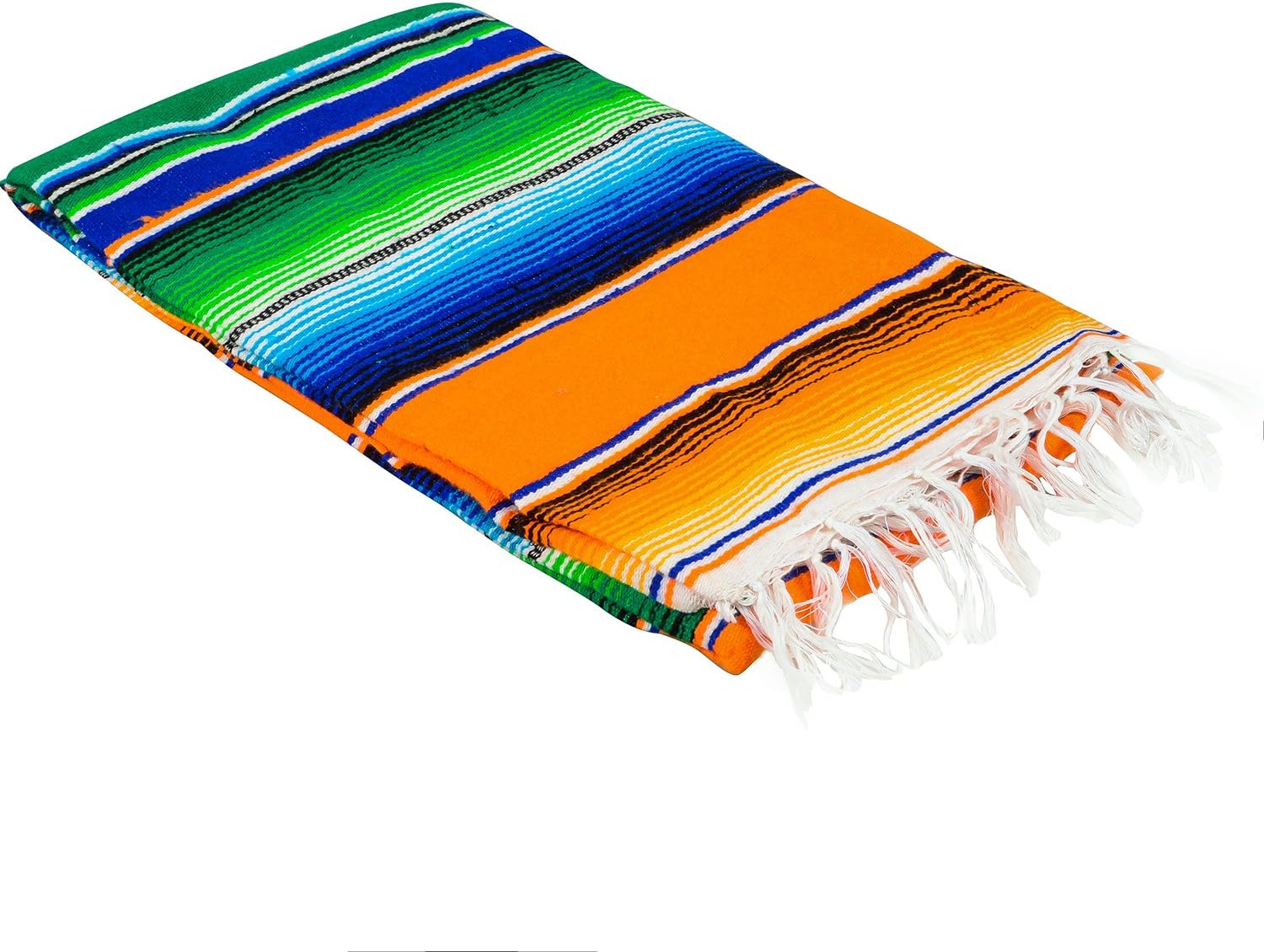 MEXIMART'sAuthentic Medium Mexican Blankets Colorful Serape Blankets 80" x 48" (Yellow)