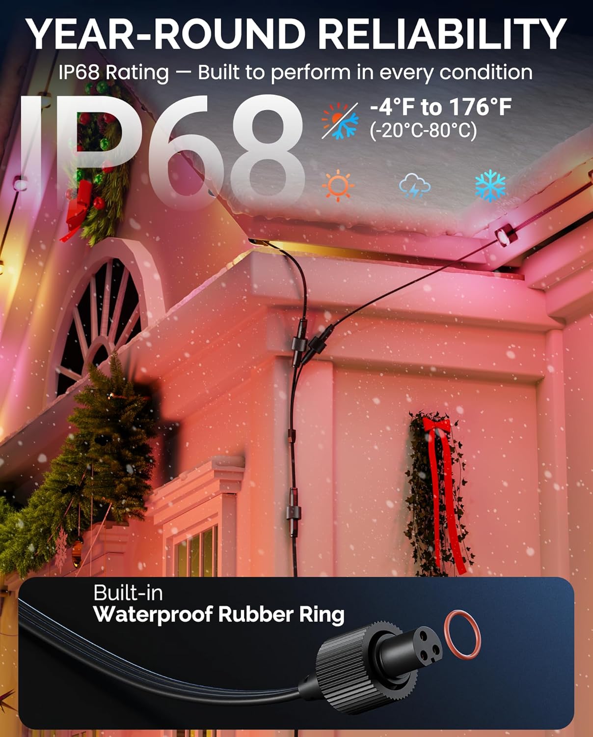 10FT Extension Cable for Govee Permanent Outdoor Lights Series, Waterproof Extension Cord for Govee H705A H705B H705C, H705D H705E H705F, H706A H706B H706C, H805A H805B H805C, 3 Pack, Black