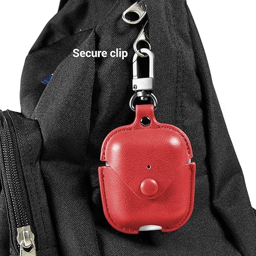 Miniatura 7 de Funda para AirPods, funda de piel delgada protectora suave para Apple AirPods 1 y 2, funda de carga con llavero (rojo)