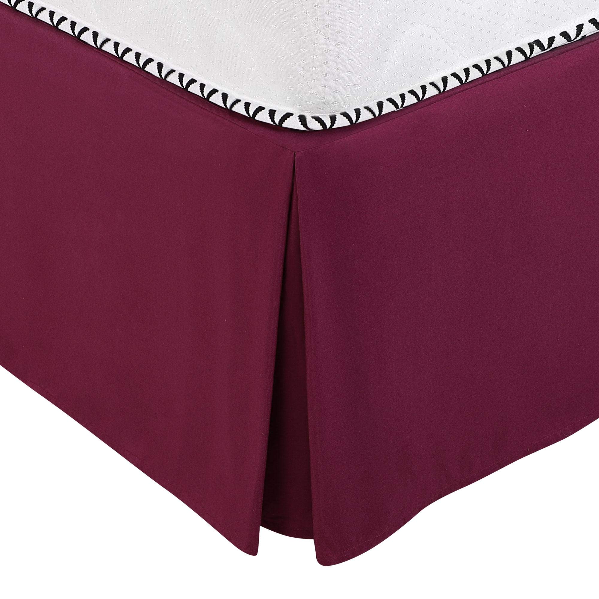 PiccoCasa Pleated Bed Skirt Classic Polyester Dust Ruffled with 14 Inch Drop Red Twin