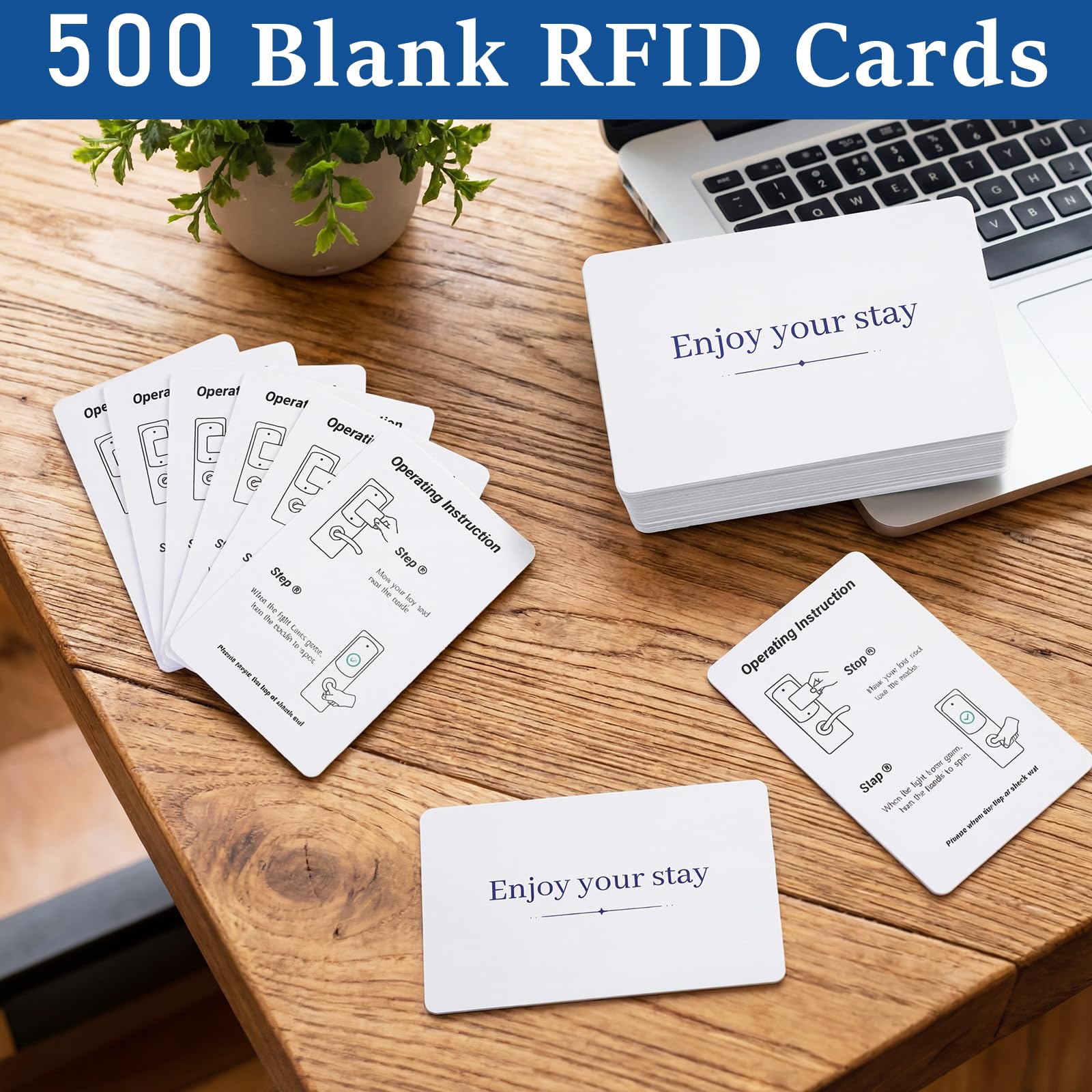 500 Stück 13,56 MHz Hotel RFID Schlüsselkarte, Blanko RFID Touchless Key Card, Hotel Smart Keycard bedruckbar Bulk für Hotels Türsysteme
