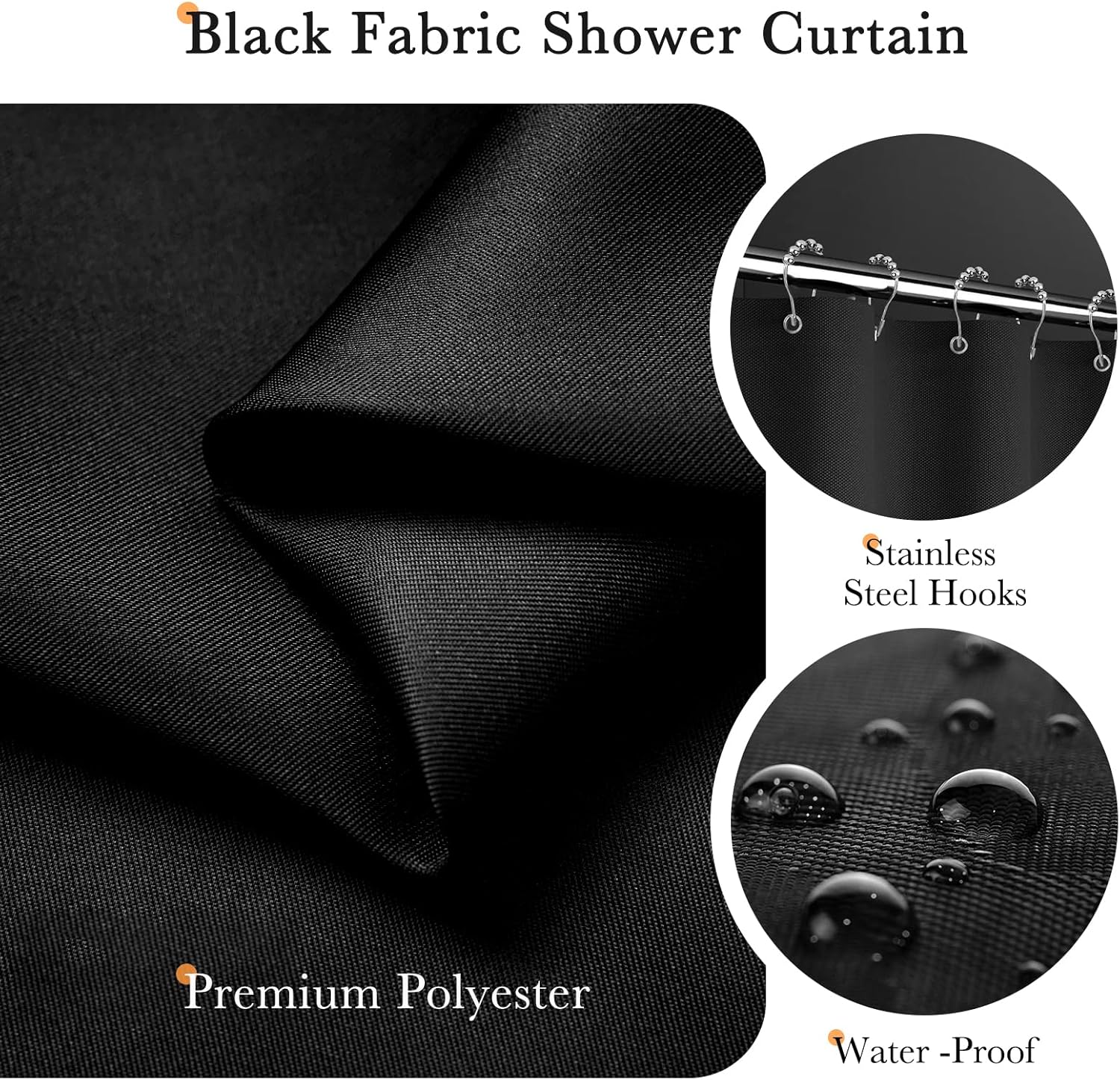 Bathroom Sets with Shower Curtain and Rugs, 22 Pcs Black Bathroom Accessories with Trash Can, Waterproof Shower Curtain, Bathroom Rugs Super Absorbent, Modern Bathroom Sets Complete Decor