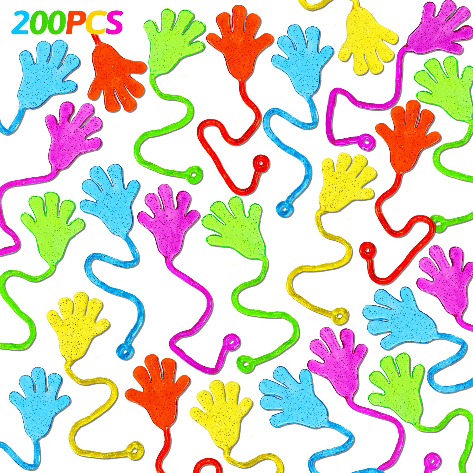 200PCS Sticky Hands Bulk Party Favors for Kids 4-8 8-12 Birthday Trinkets | Halloween Goodie Bag Stuffers Non Candy Treats Classroom Treasure Box Toys Carnival Prizes Mini Pinata Filler Students Gifts